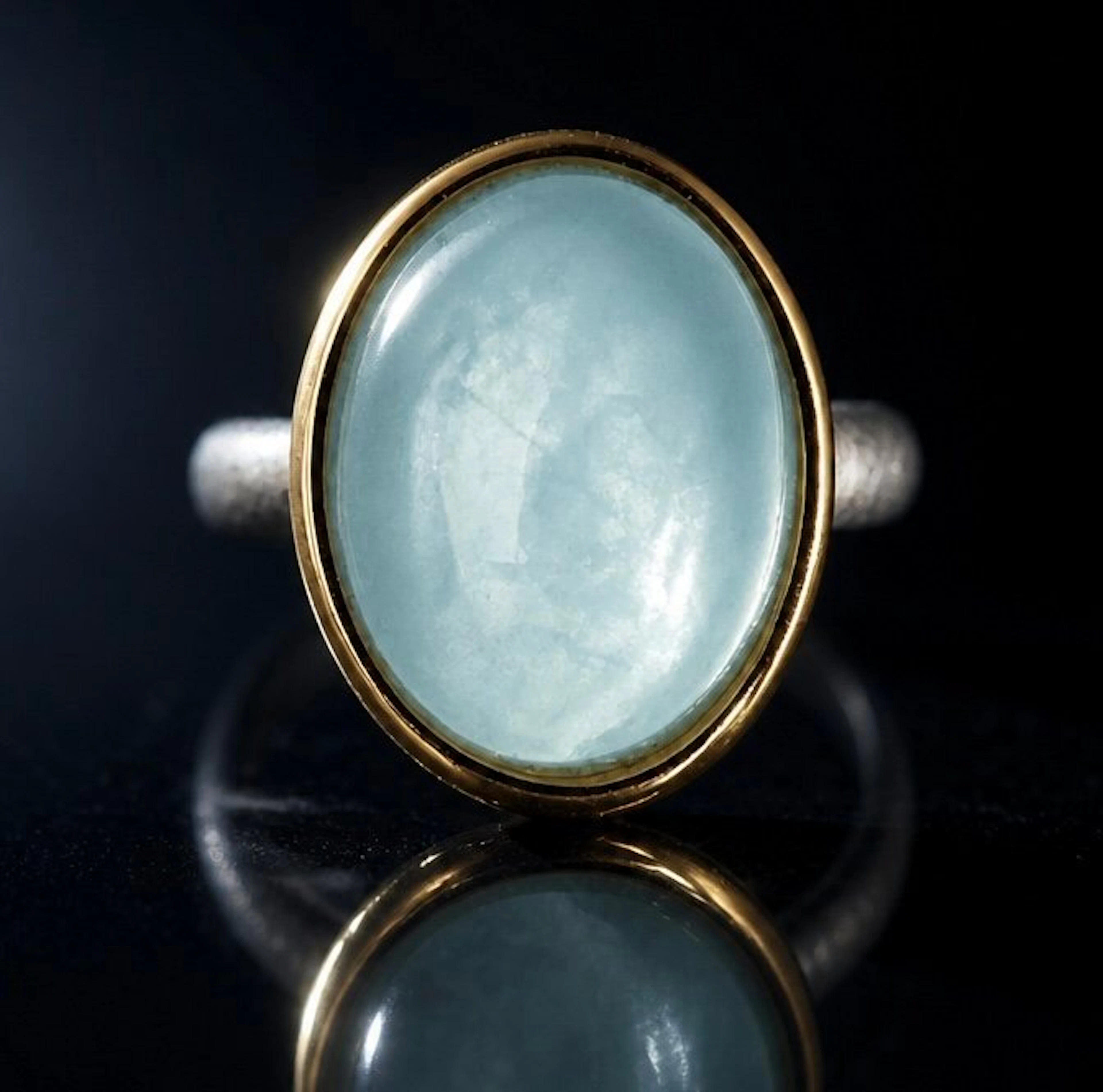 925 silver, milky aquamarine - Ring