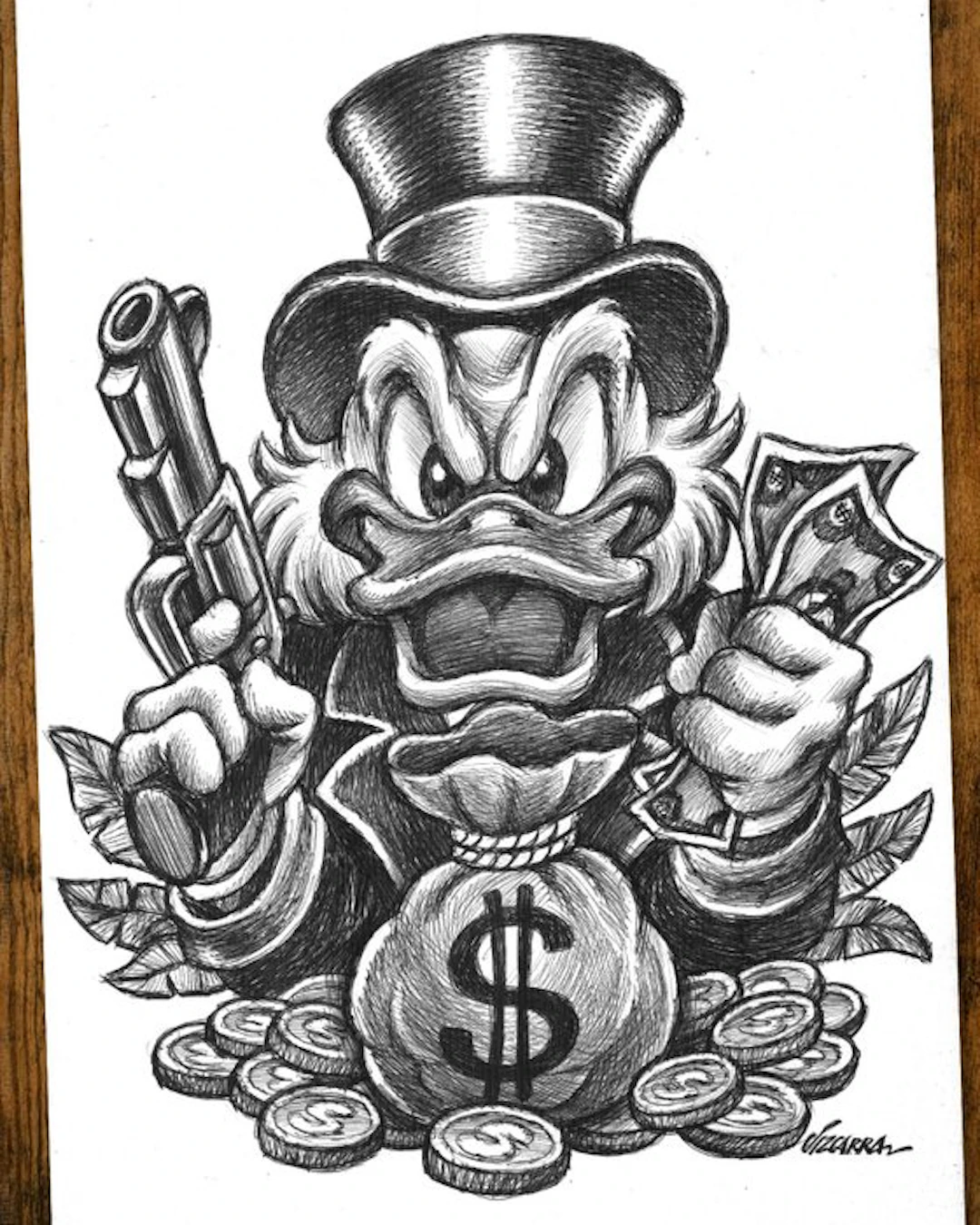 Vizcarra - Scrooge McDuck “Money Is Power” - Hand Signed Original Ink Artwork