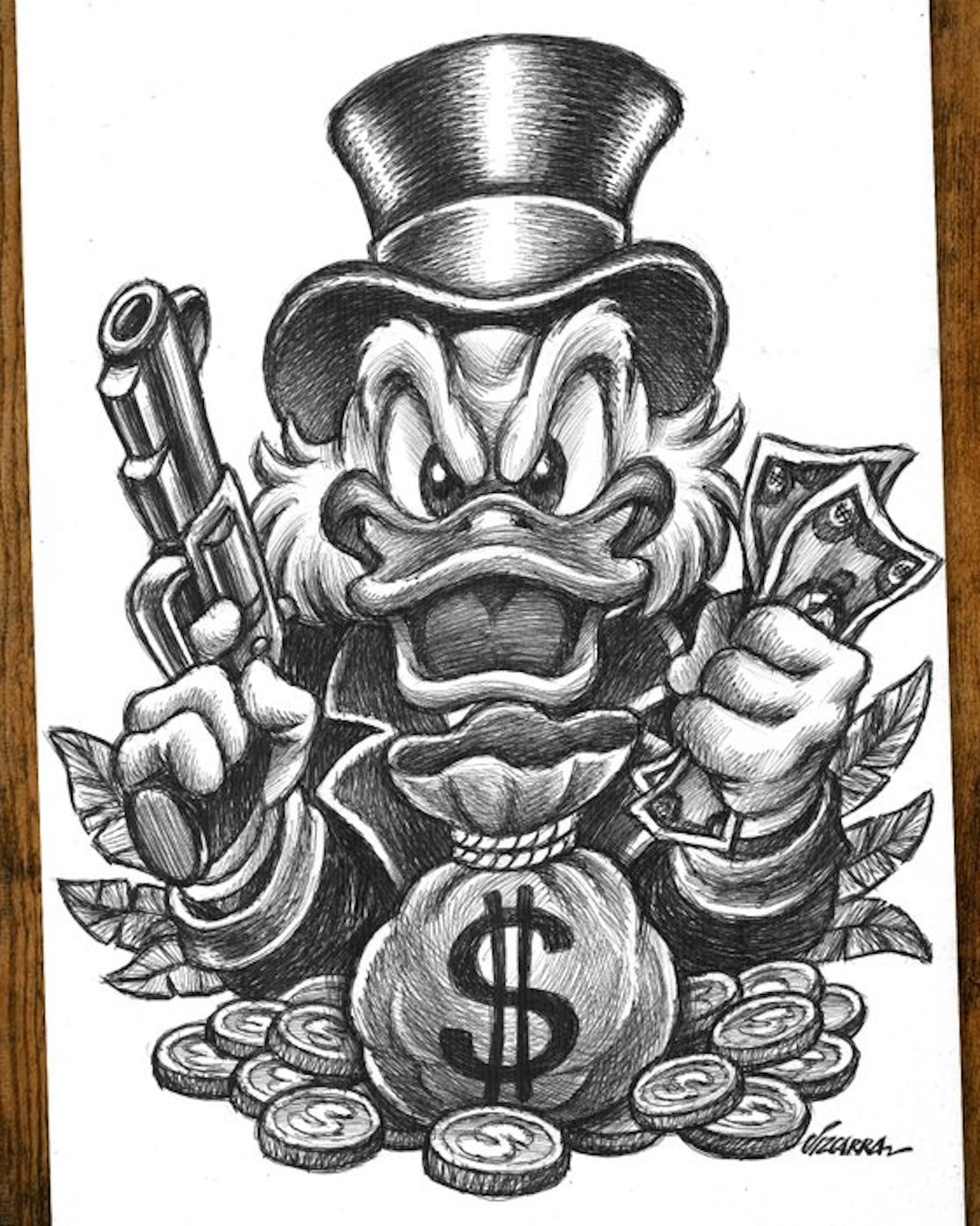Vizcarra - Scrooge McDuck “Money Is Power” - Hand Signed Original Ink Artwork