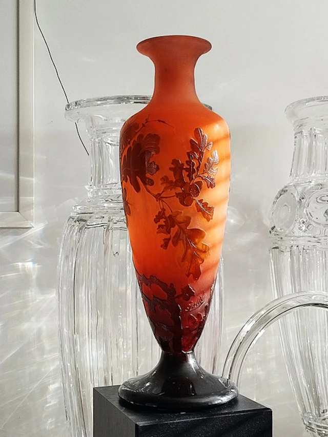 Vase - Glass - Art Nouveau - Height 40 cm