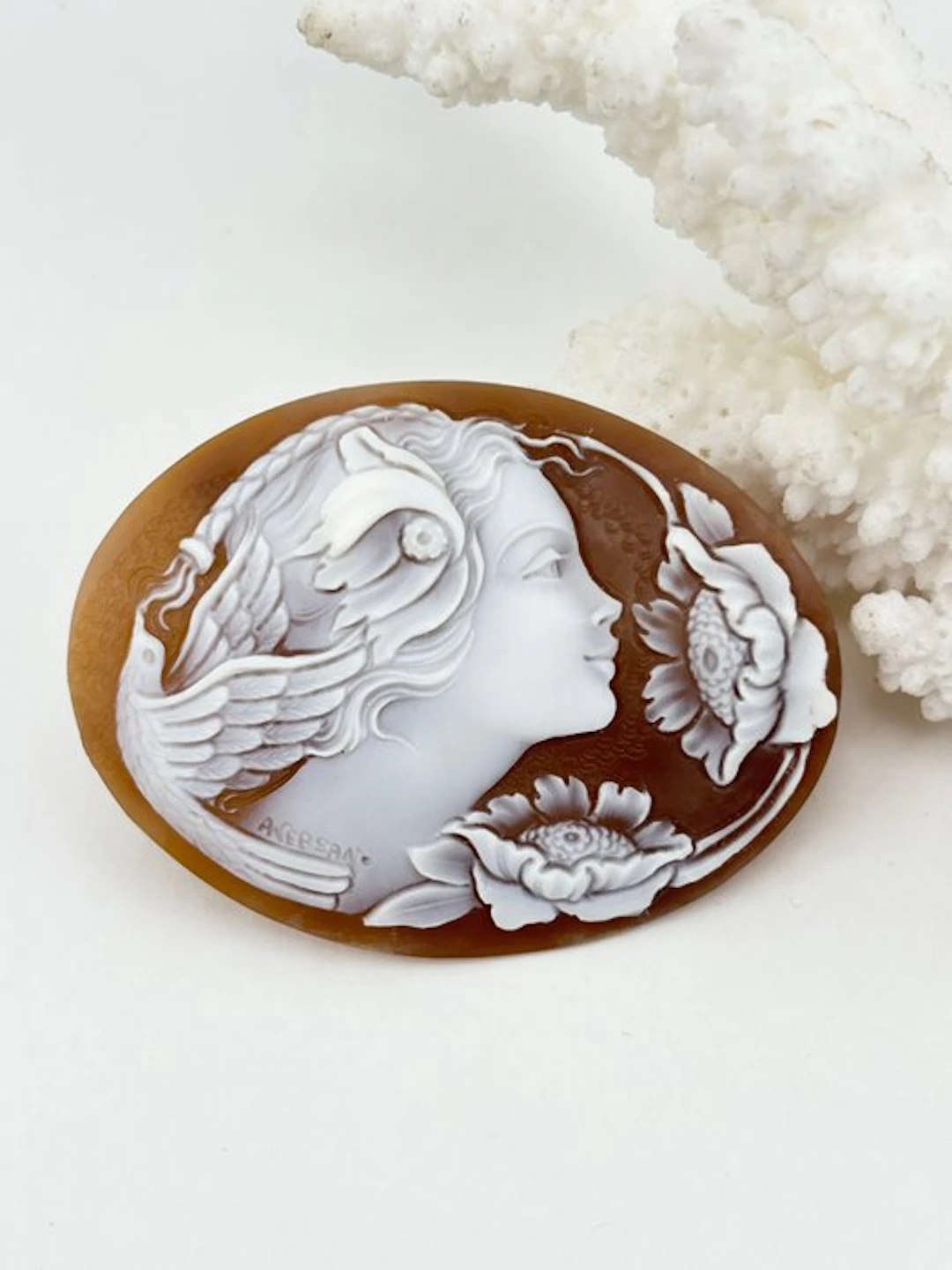 Cassis madagascariensis Cameo - Hand-carved cameo