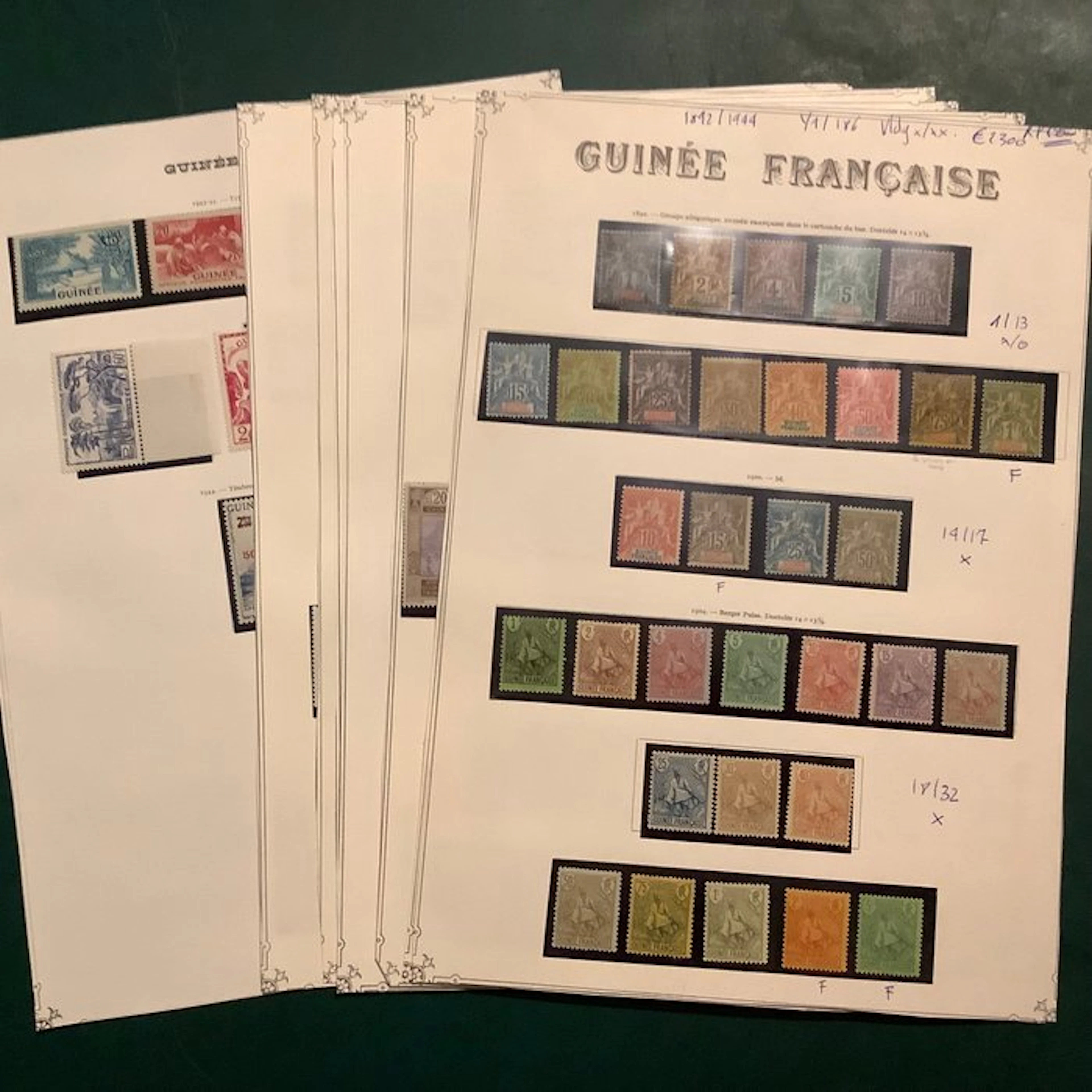 Guinea 1892/1944 - Full area on album leaves - MH/MNH - Yvert 1/186