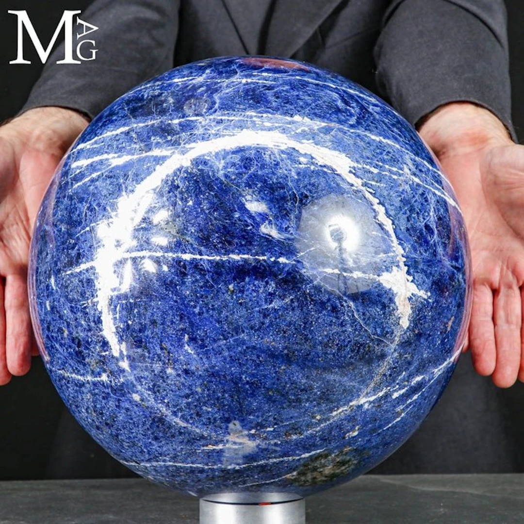 Special Deep Blue Sodalite with Striking White Calcite...