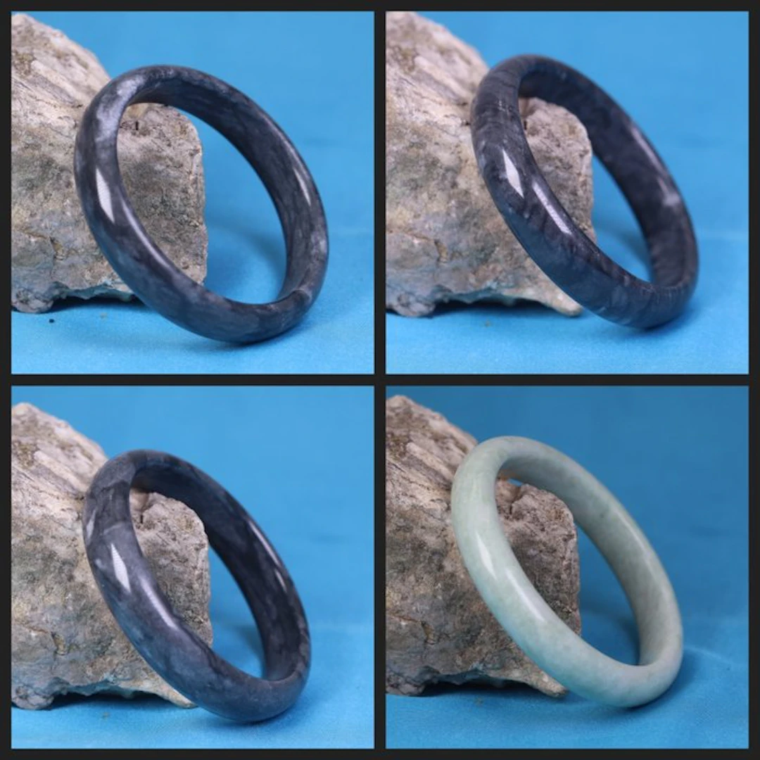 Jadeite Jadeite and agate - bracelet - carved from a single piece- 220 g - (4)