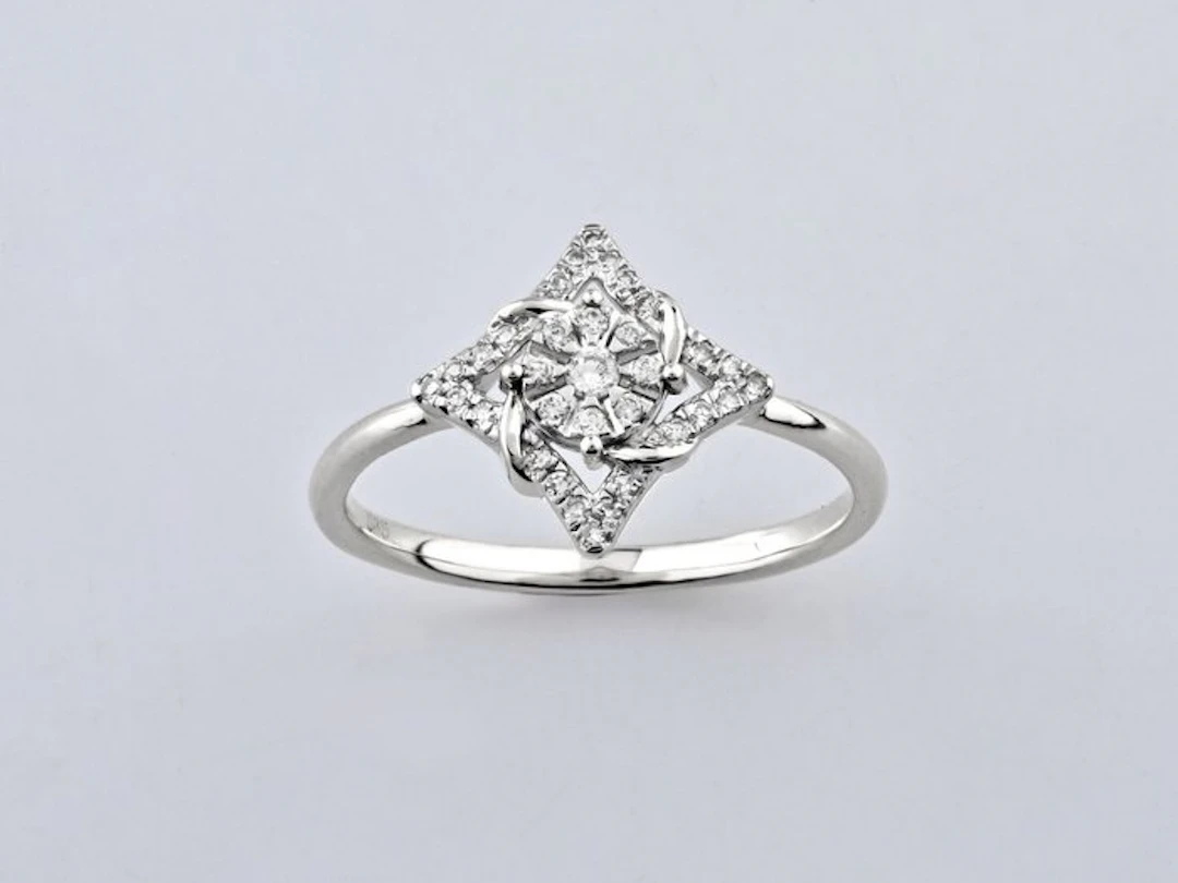 No reserve price - Ring - 14 kt. White gold - 0.15ct. tw. Diamond (Natural)