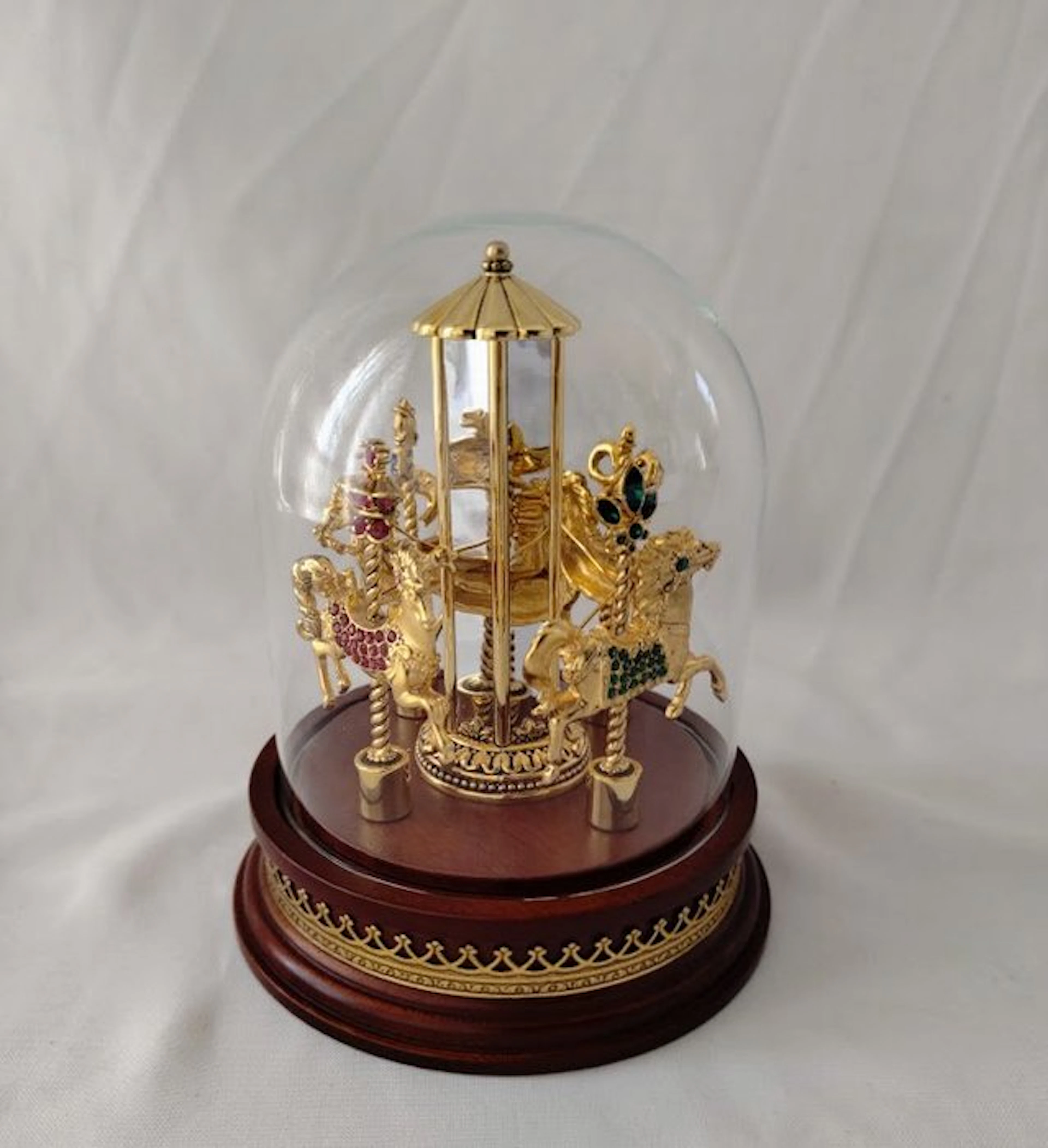 Gold-plated metal - Rhinestones - Mahogany wood - Brass...