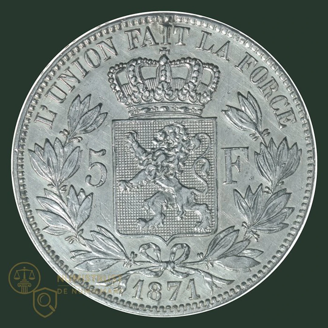 Belgium. Leopold II. 5 Francs 1871 (pos. A) (No reserve price)