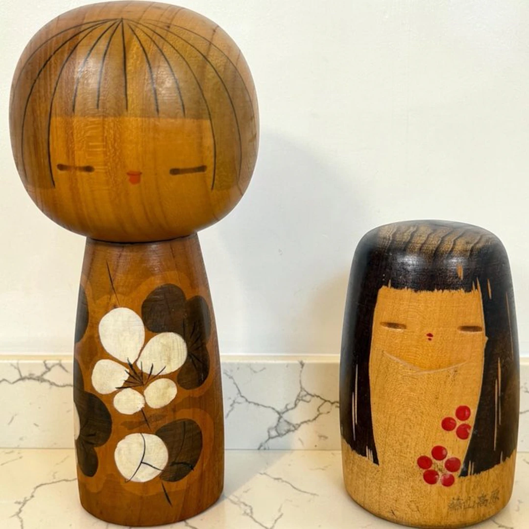 Set of 2 Sosaku kokeshi - Wood - Sanpei Yamanaka - Japan...