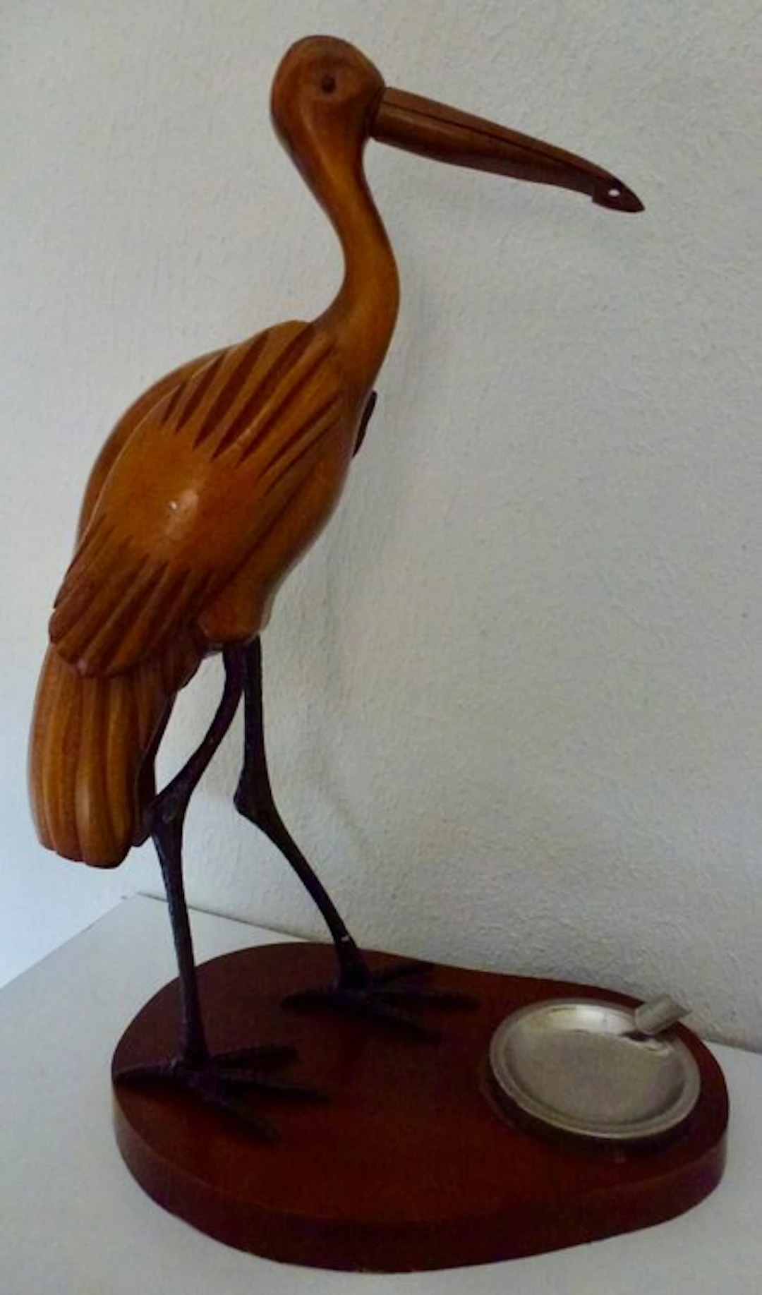 Aldo Tura - Statue, Ooievaar - Mid Century Modern - 40 cm - Mahogany