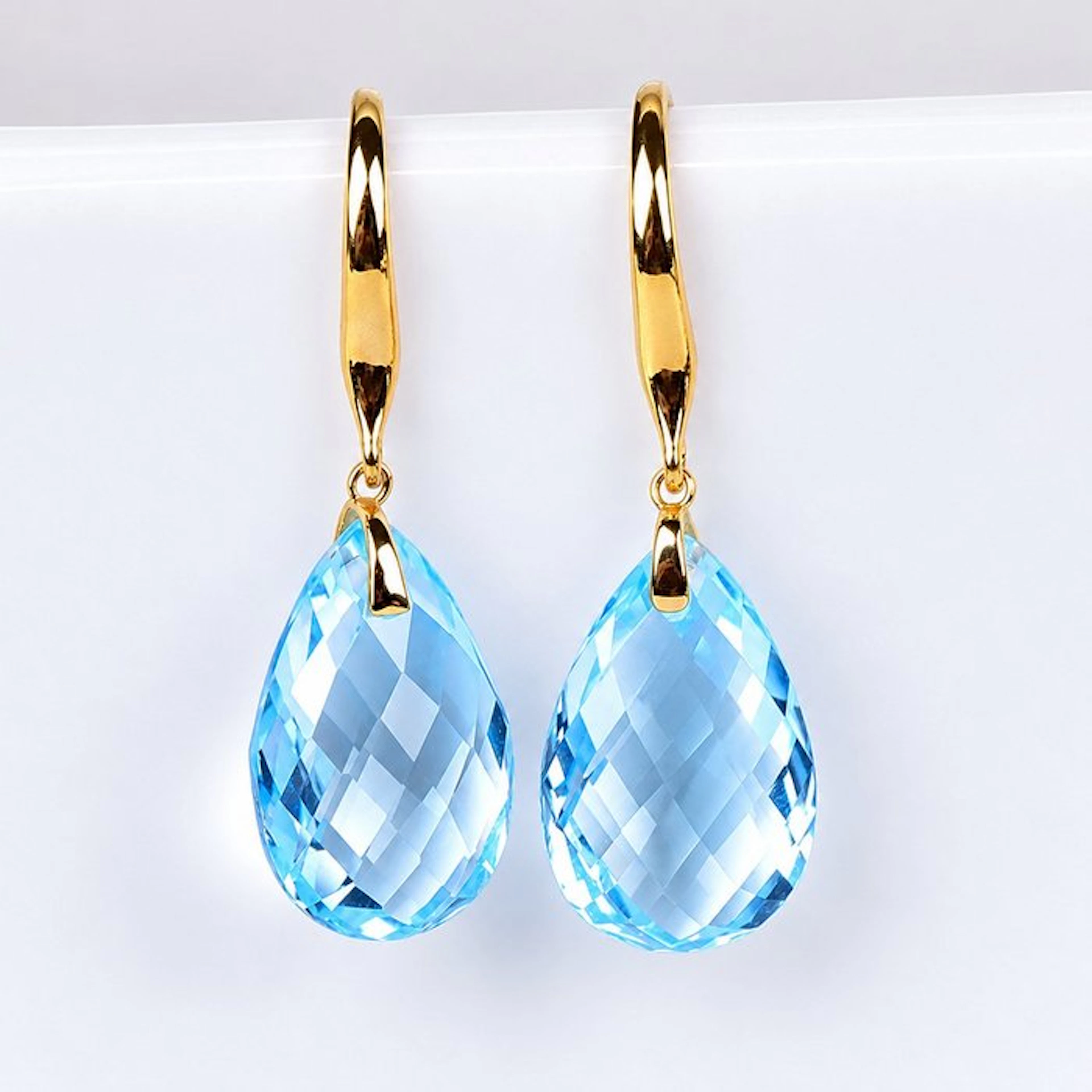 No reserve price - Earrings - 18 kt. Yellow gold Topaz - ALGT Certified