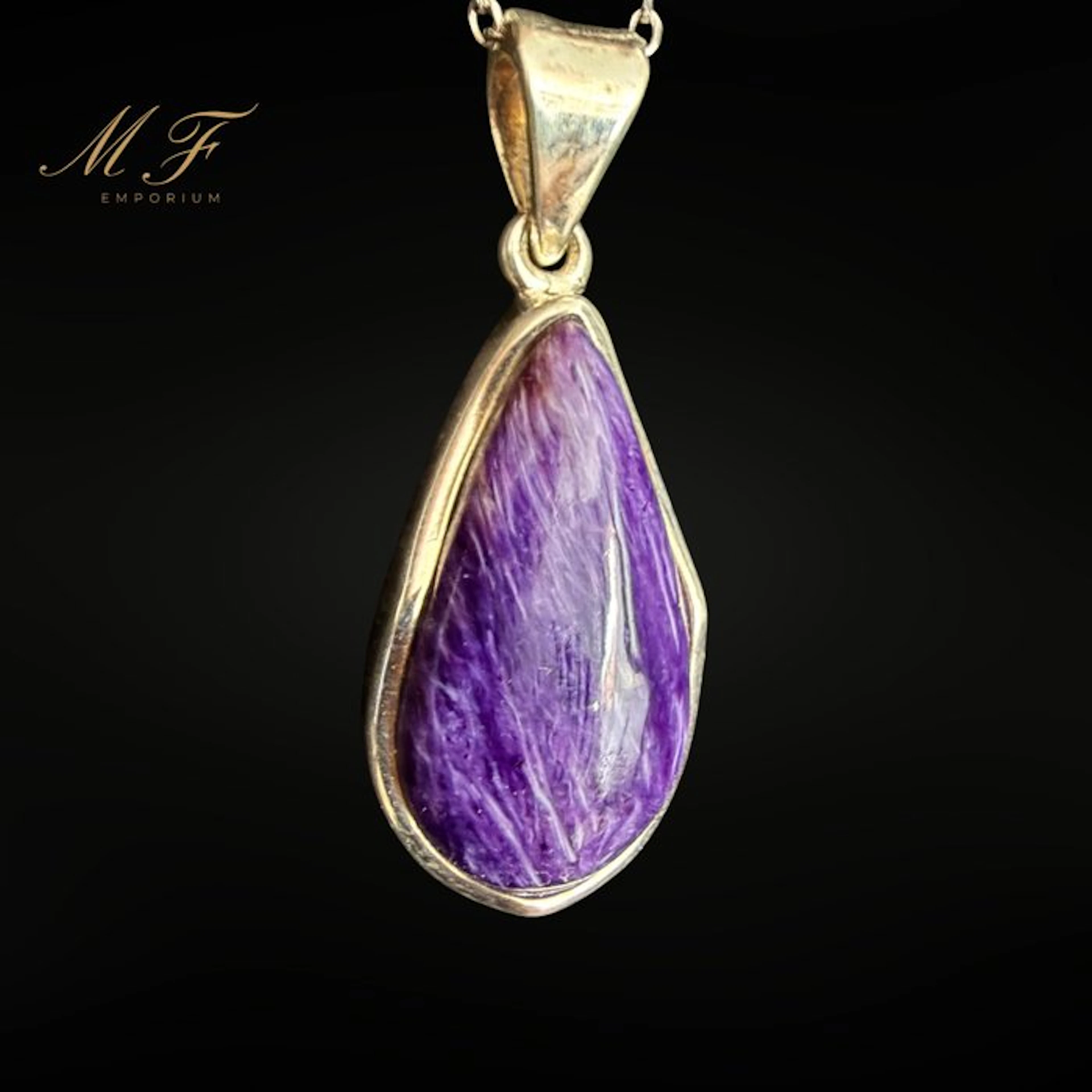 Exceptional pendant - Charoite and 925 Silver - Siberia's...