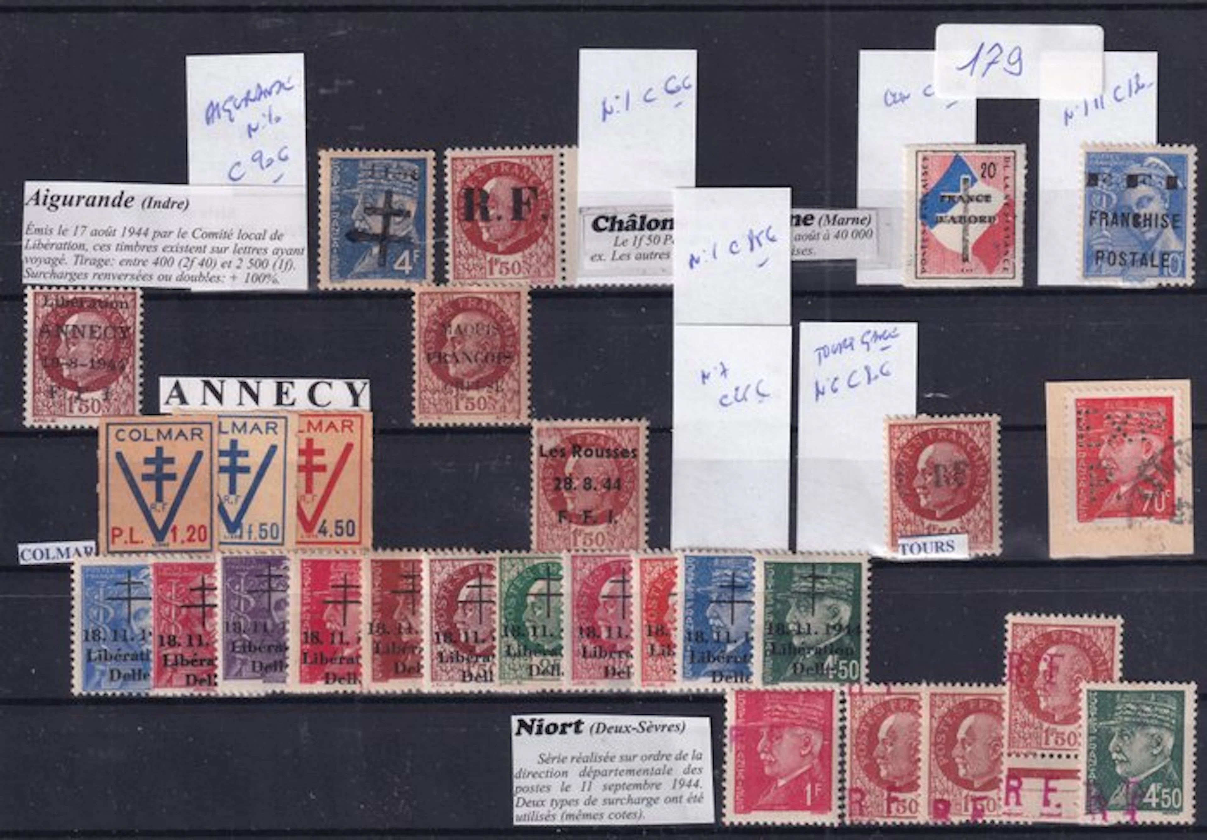 France - Liberation Lot of Delle / Colmar / Tours / etc - Mayer