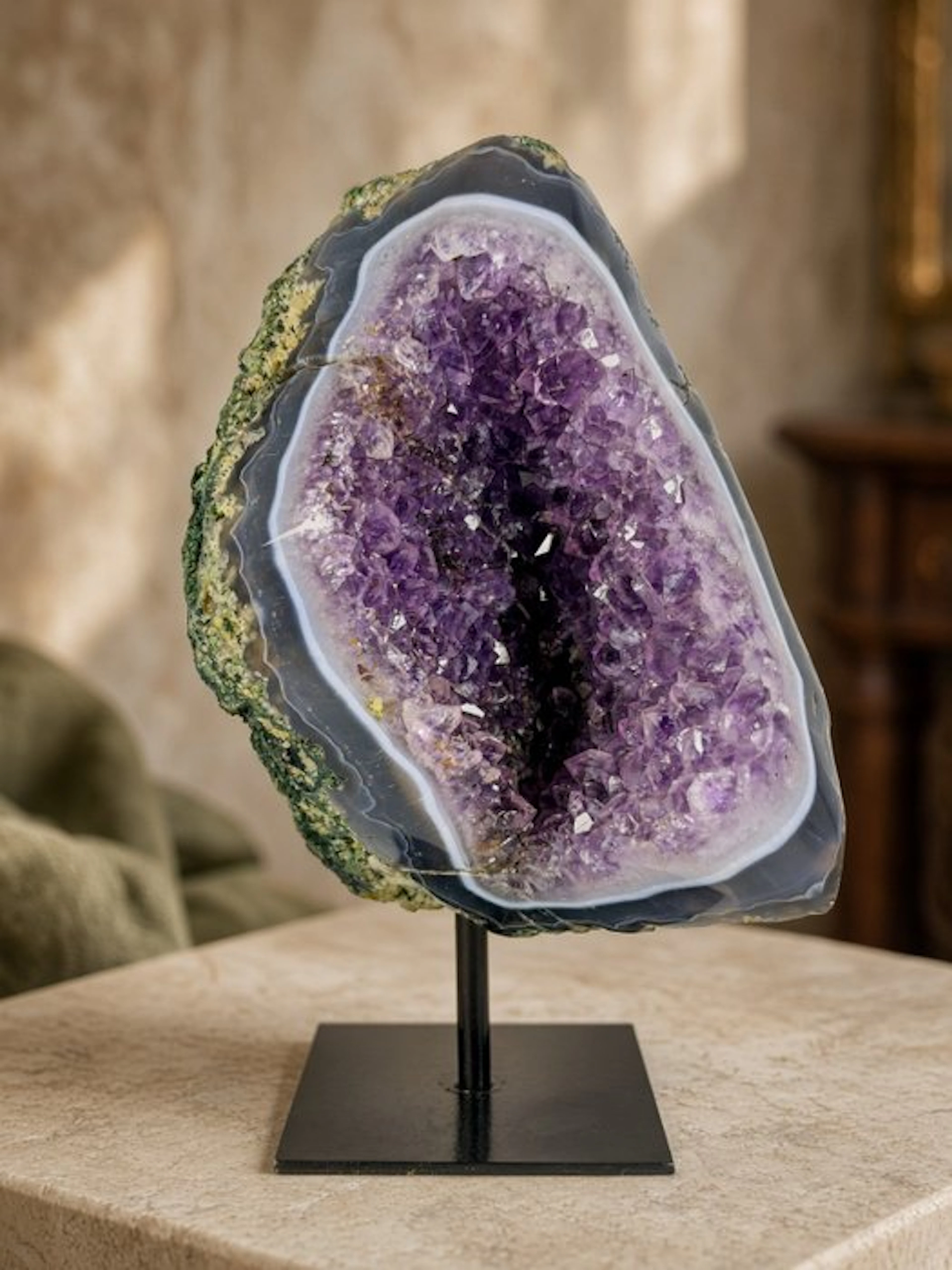 Quality amethyst on custom stand - unique quality piece...