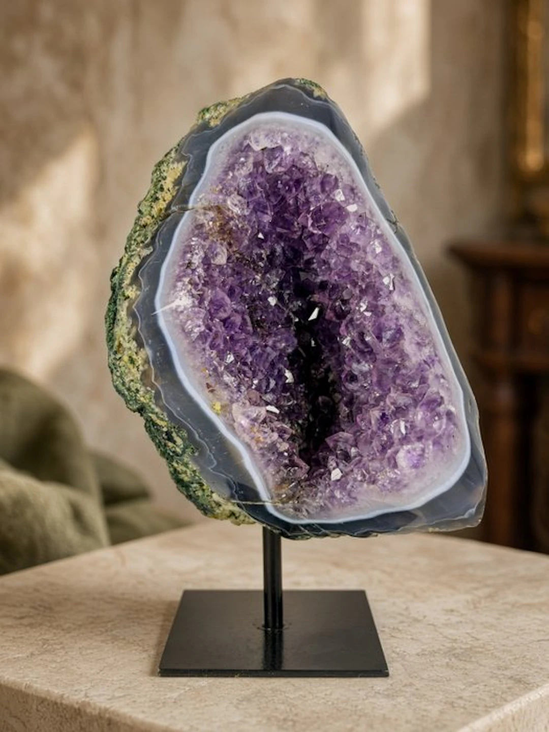 Quality amethyst on custom stand - unique quality piece...