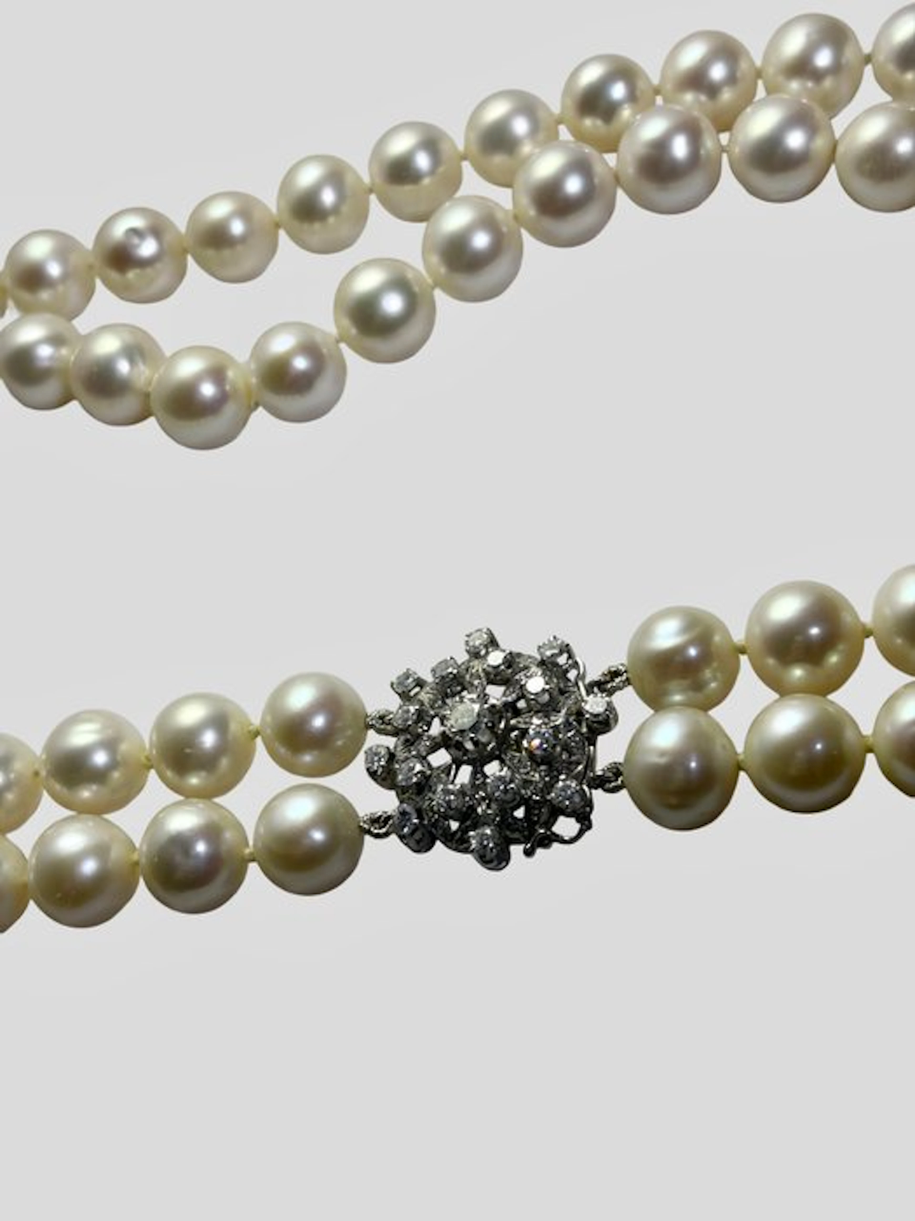 Necklace - 18 kt. White gold - 2.36ct. tw. Diamond (Natural) - Pearl