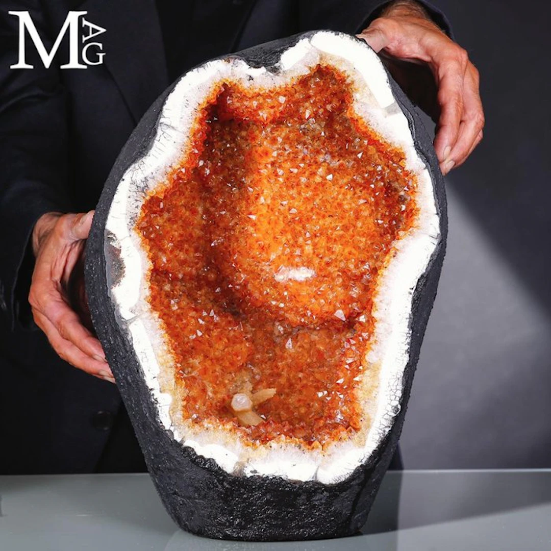 Giant 'Madeira' Citrine Quartz Geode from Brazil...