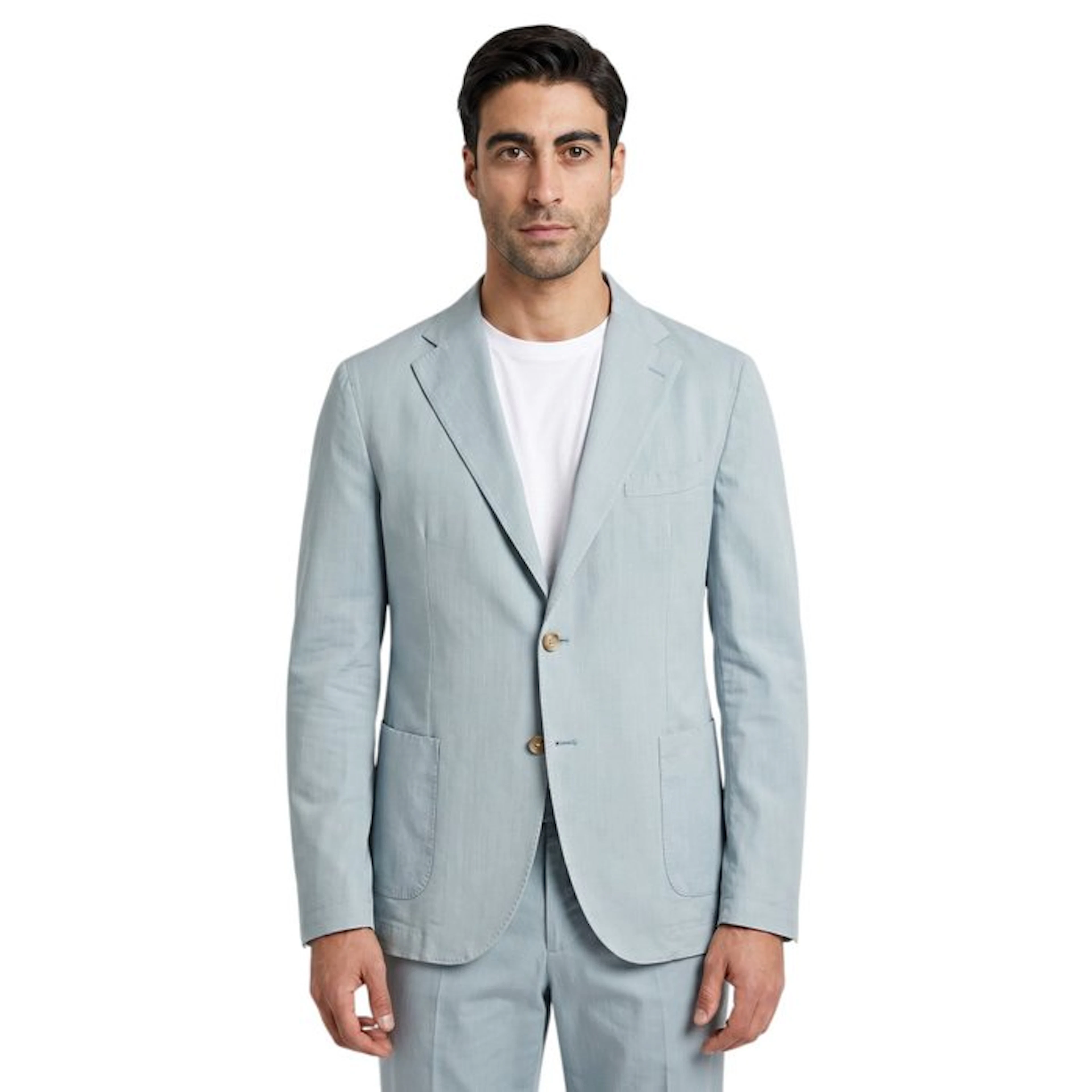 SANTANIELLO SALERNO - 44 IT - Suit Light Blue "Easy" Wool...