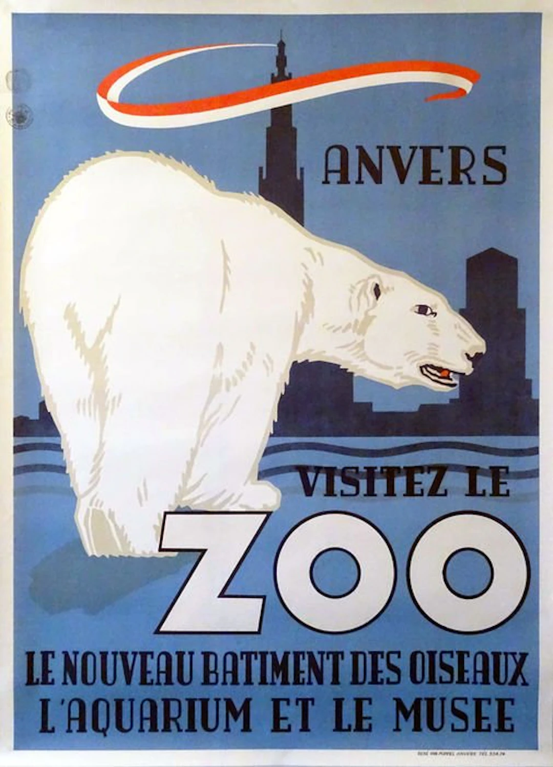 René Van Poppel - Anvers: Visitez le ZOO - BIG / LARGE Version - 1950s