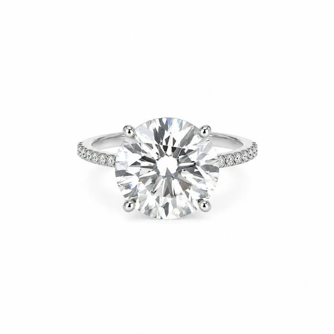 Ring - 14 kt. White gold - 8.36ct. tw. Diamond (Lab-grown) - Diamond