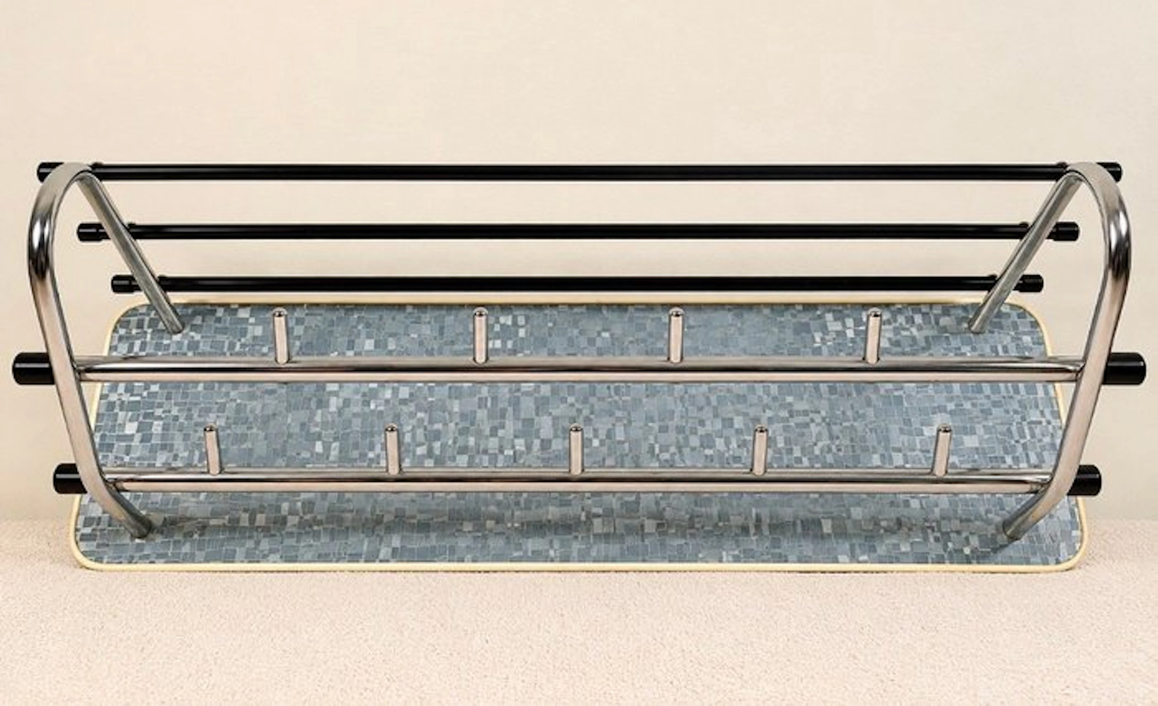 Coat rack - Mosaic - Chrome, Wood, Moazaik - Space Age