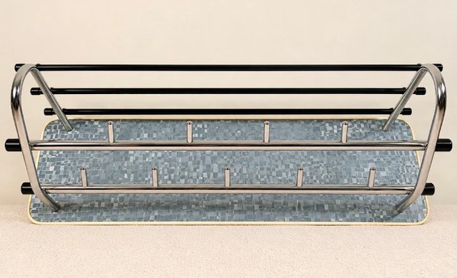 Coat rack - Mosaic - Chrome, Wood, Moazaik - Space Age