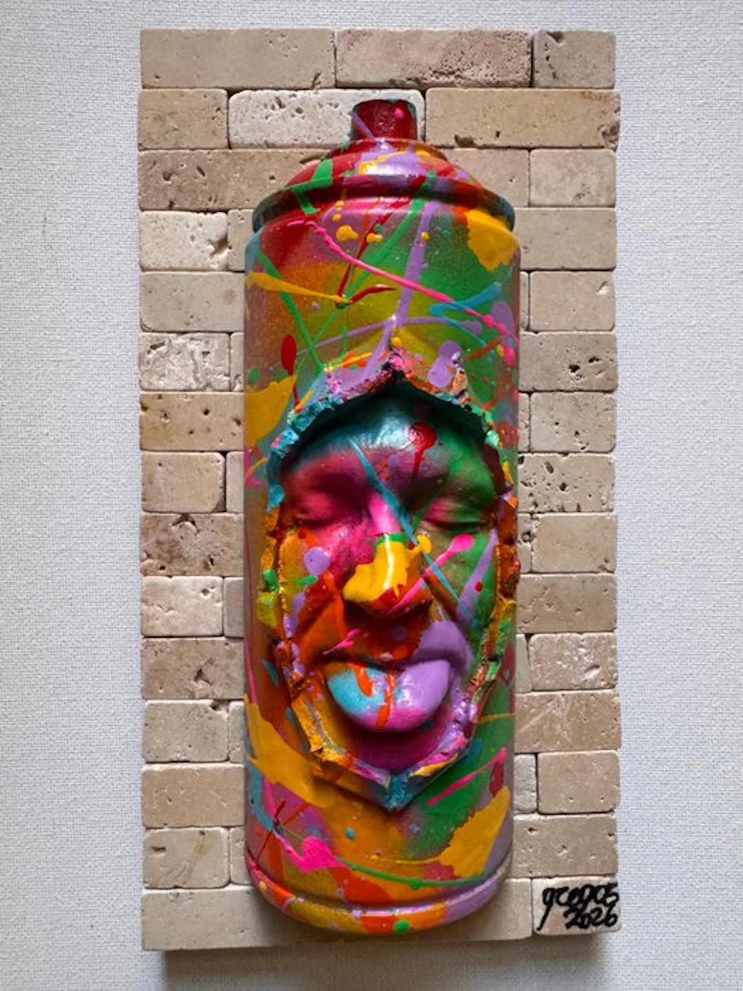gregos - Colored mocking spray can on bricks