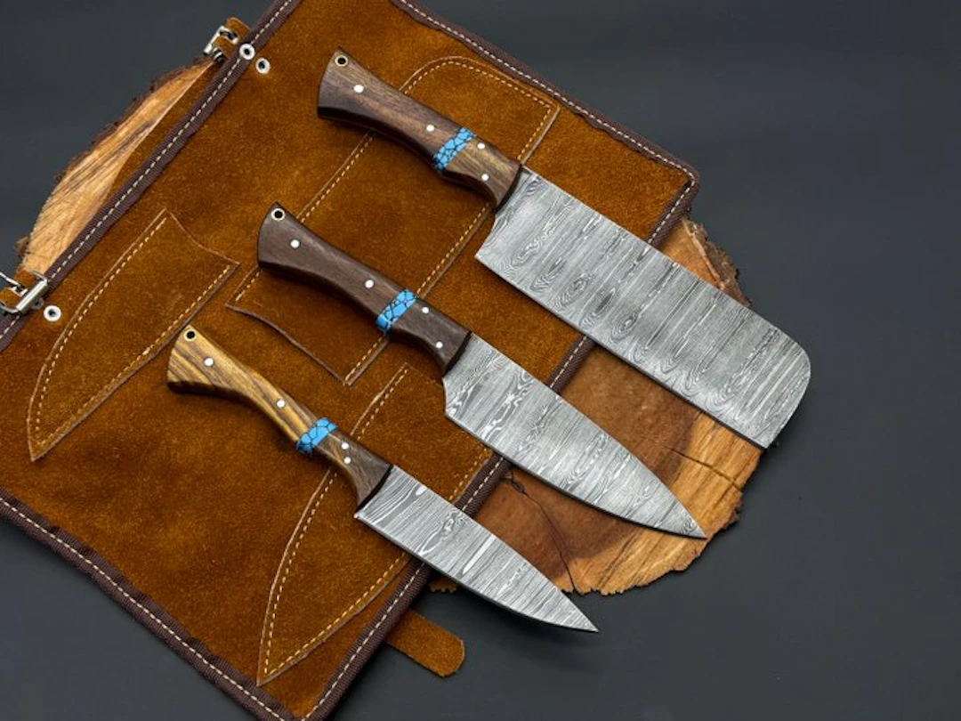 Japanese Style Kitchen Knife SET With Leather BAG...