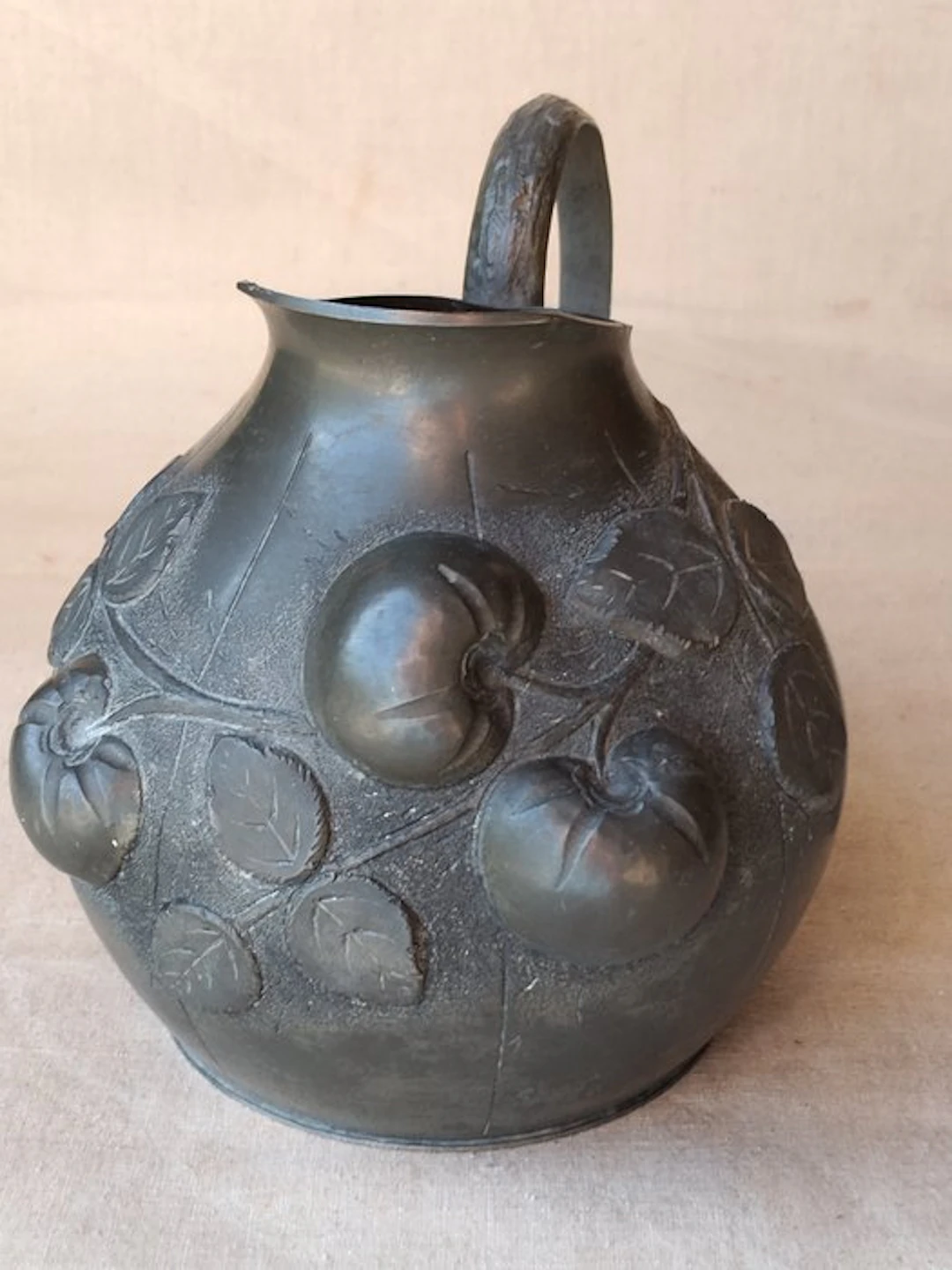 Thévenin - Can - apples - Tin - A. Thevenin Tin Pitcher
