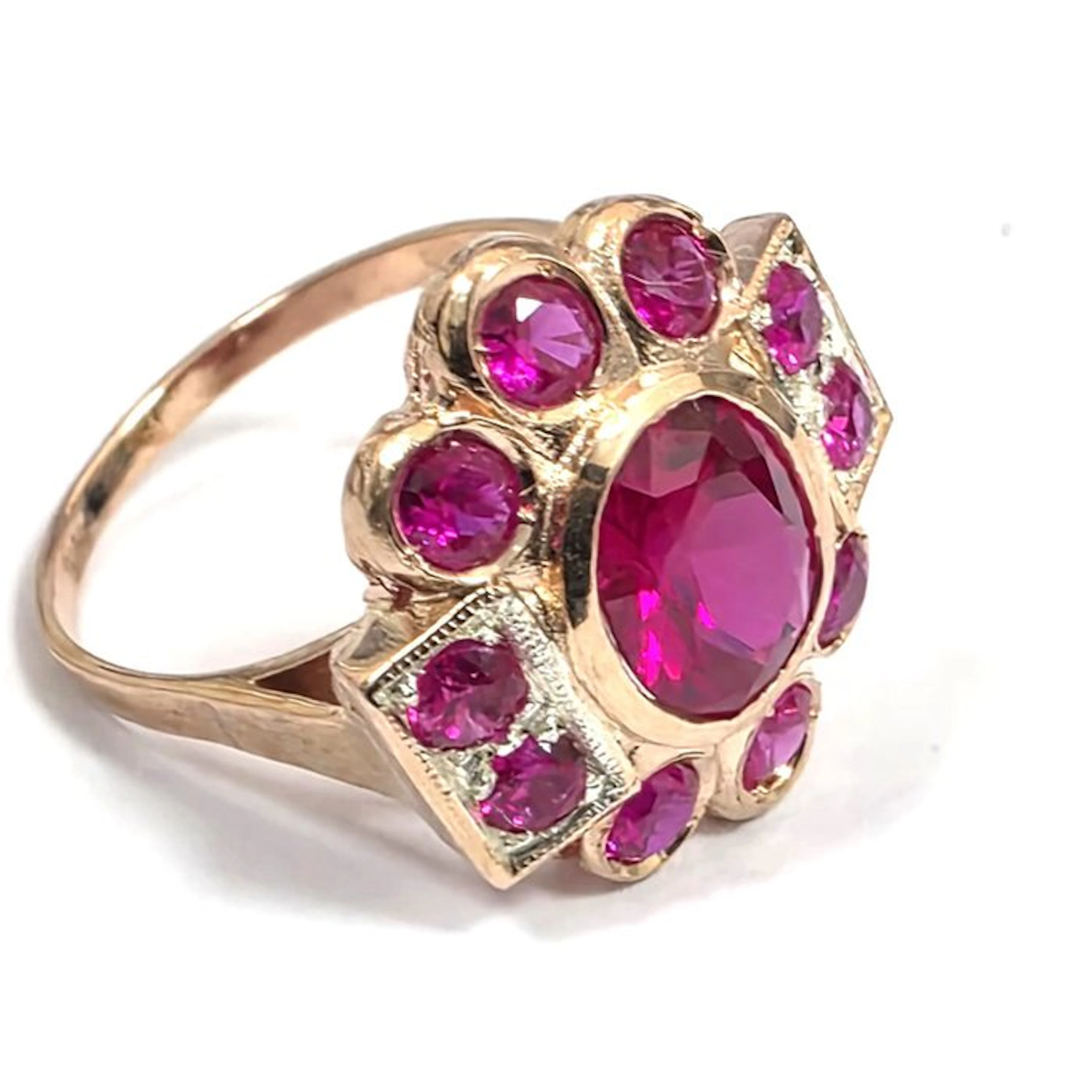 No reserve price - Ring - 9 kt. Rose gold, Silver Spinel - Spinel