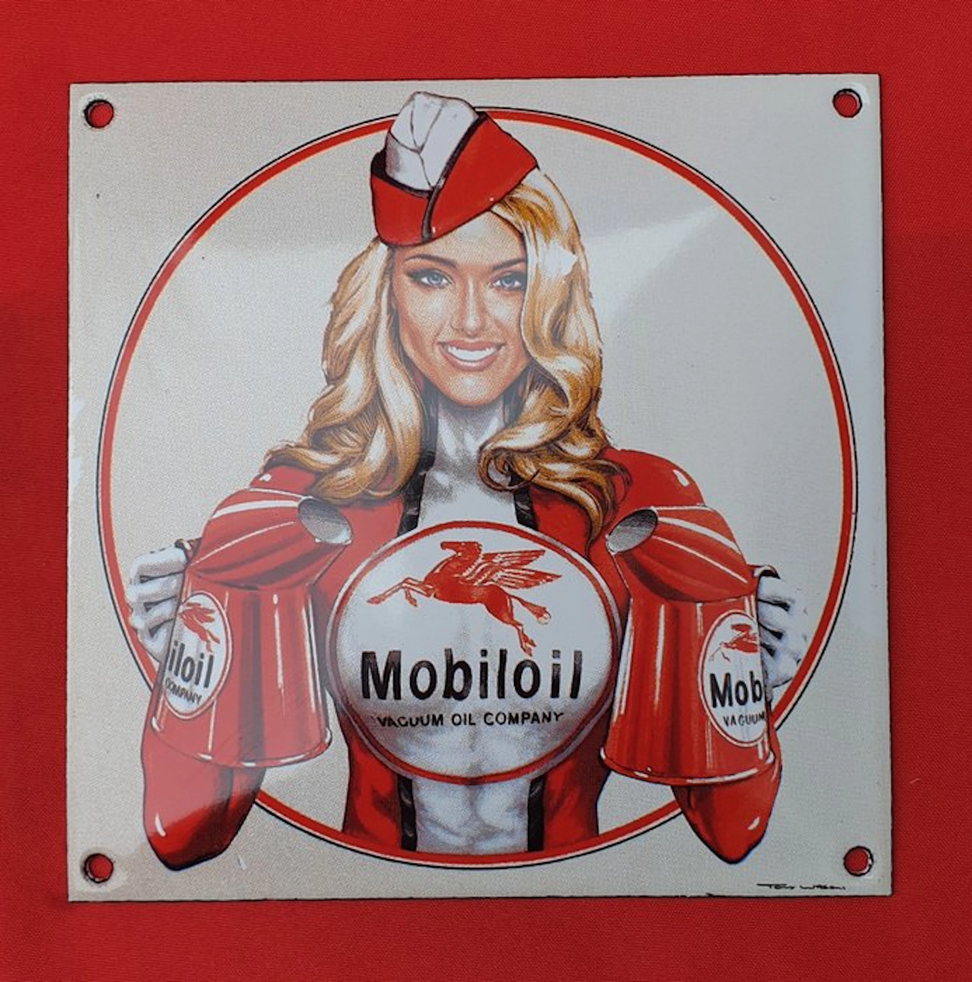 Aus Sammlung - Mobiloil - Enamel sign - Enamel, Steel