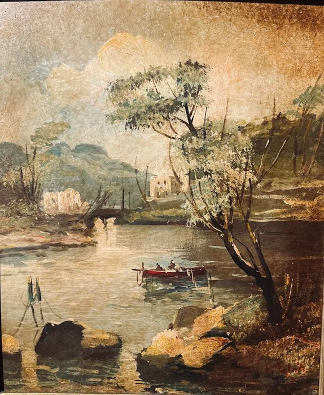 Scuola italiana (XX), Firmato Vito Esposito - Paesaggio fluviale