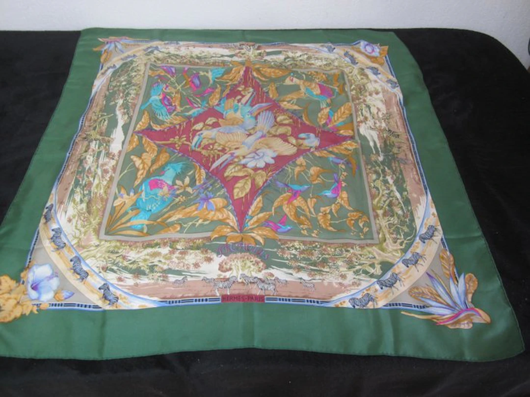 Hermès - Tropiques DE L T BOURTHOUMIEUX DE 1988 UNIQUE EDITION - Foulard