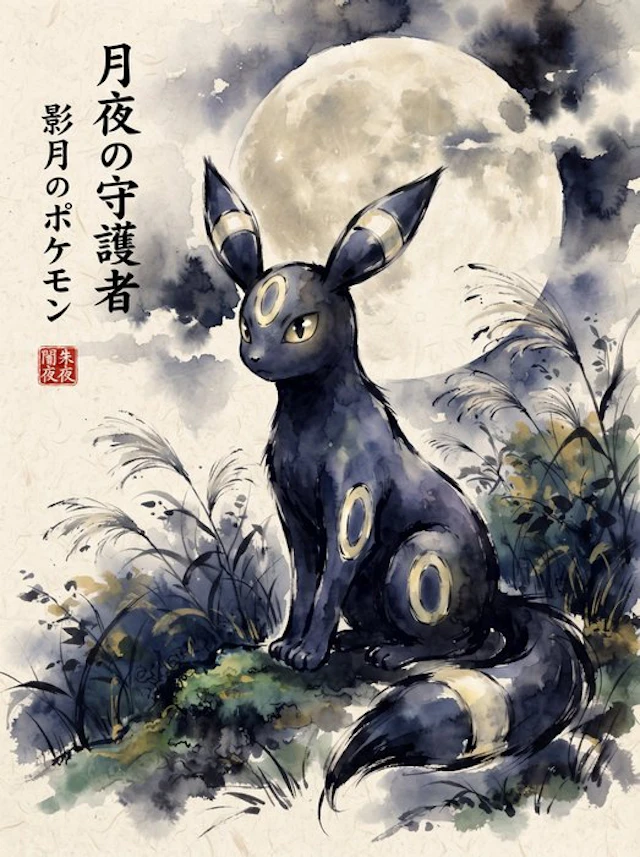 Henshin (Marco Celante) - Umbreon | Moonlit Guardian Sumi-e Pokémon