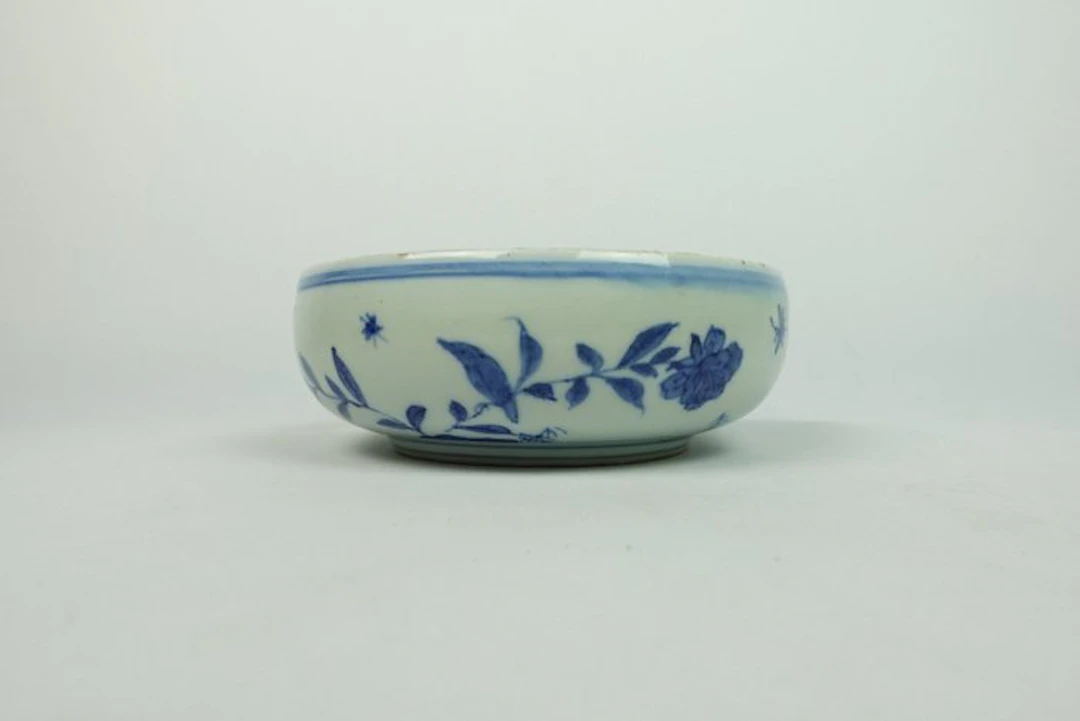 Blue-and-White Flower & Bird Brush Washer - Porcelain...