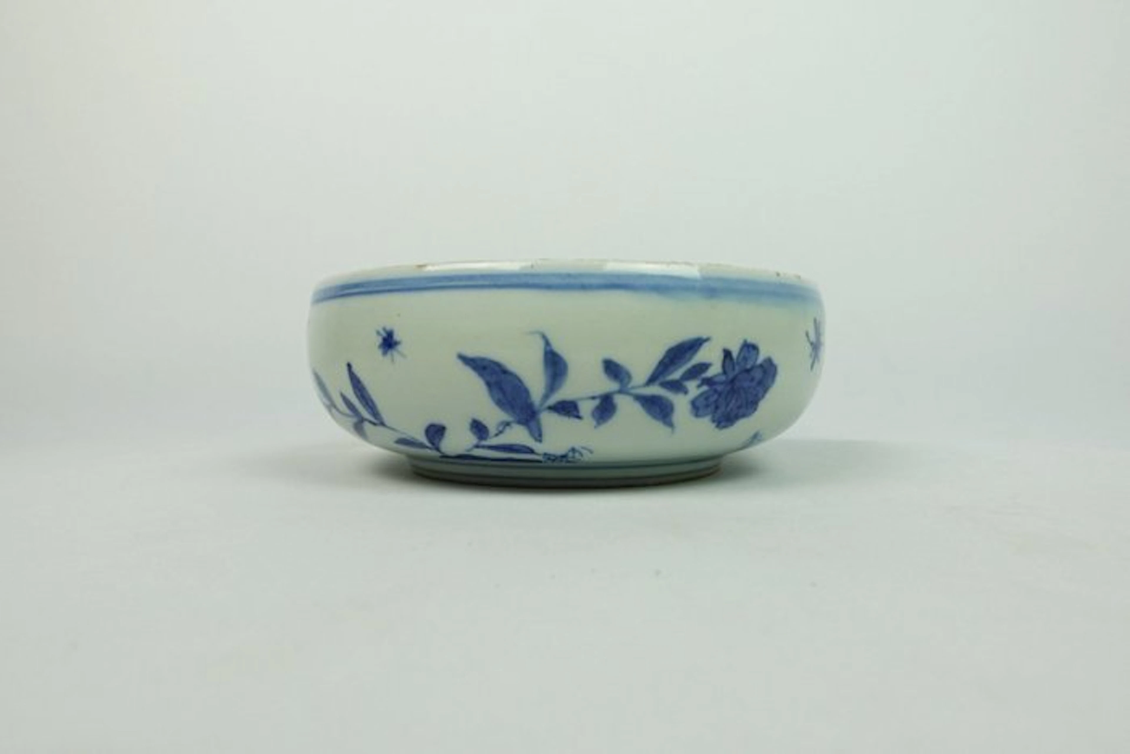 Blue-and-White Flower & Bird Brush Washer - Porcelain...