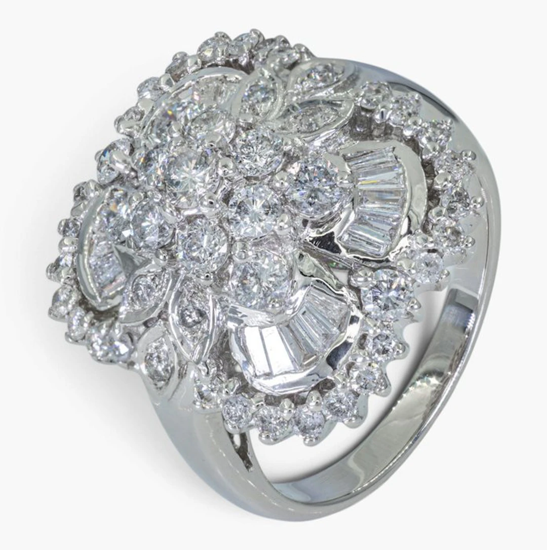 No reserve price - Ring - 14 kt. HRD, White gold - 1.45ct. tw. Diamond