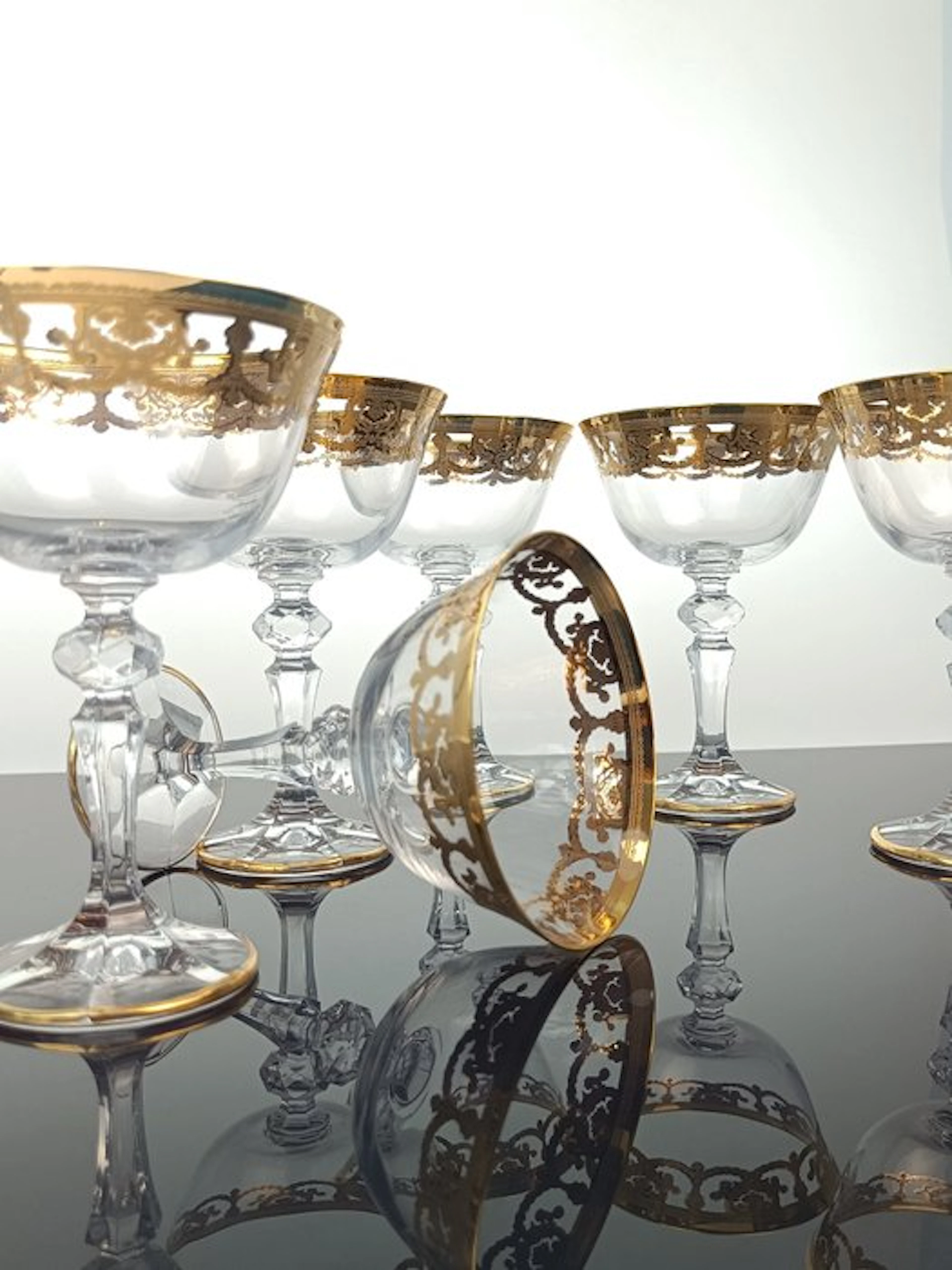 SECOLOVENTESIMO - Stem cup (6) - Venice Gold Cup - 24kt gold - Bohemian Crystal