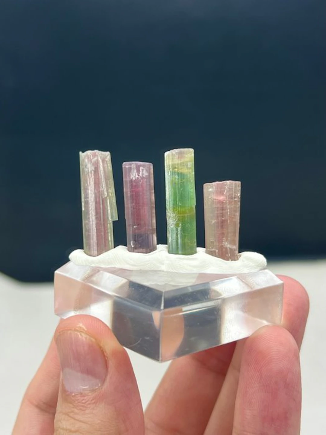 Bicolour tourmaline Crystals - Height: 25 mm - Width: 6 mm- 11 g - (1)