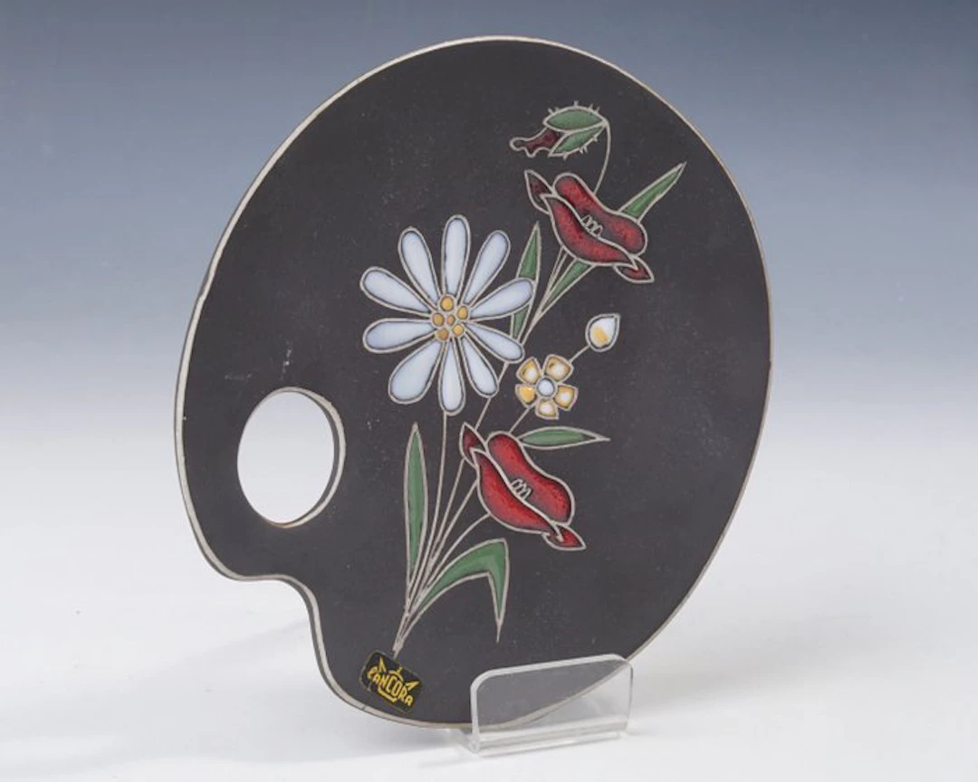 L'Ancora - Platter - Palette bowl with poppies and...