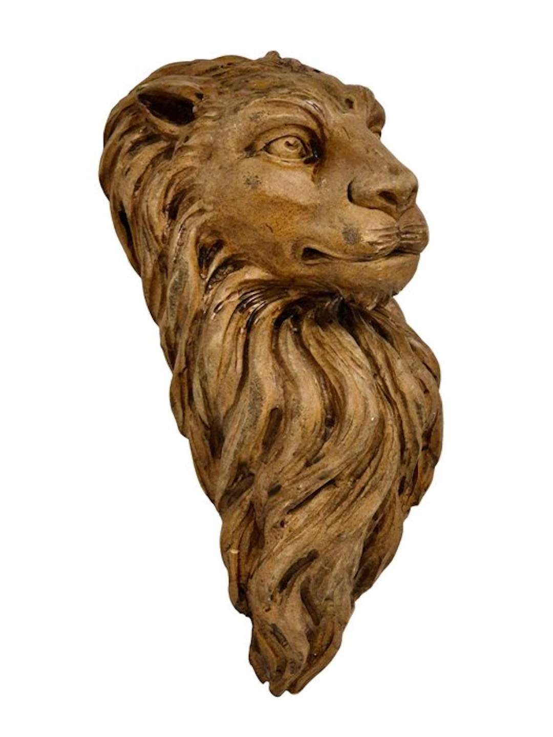 Sculpture - Lion head - 48 cm - Wood - 1950-1960