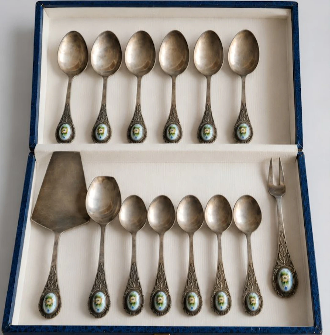 URSS - Cutlery set (14) - Mstera (Мстёрский ювелир)...