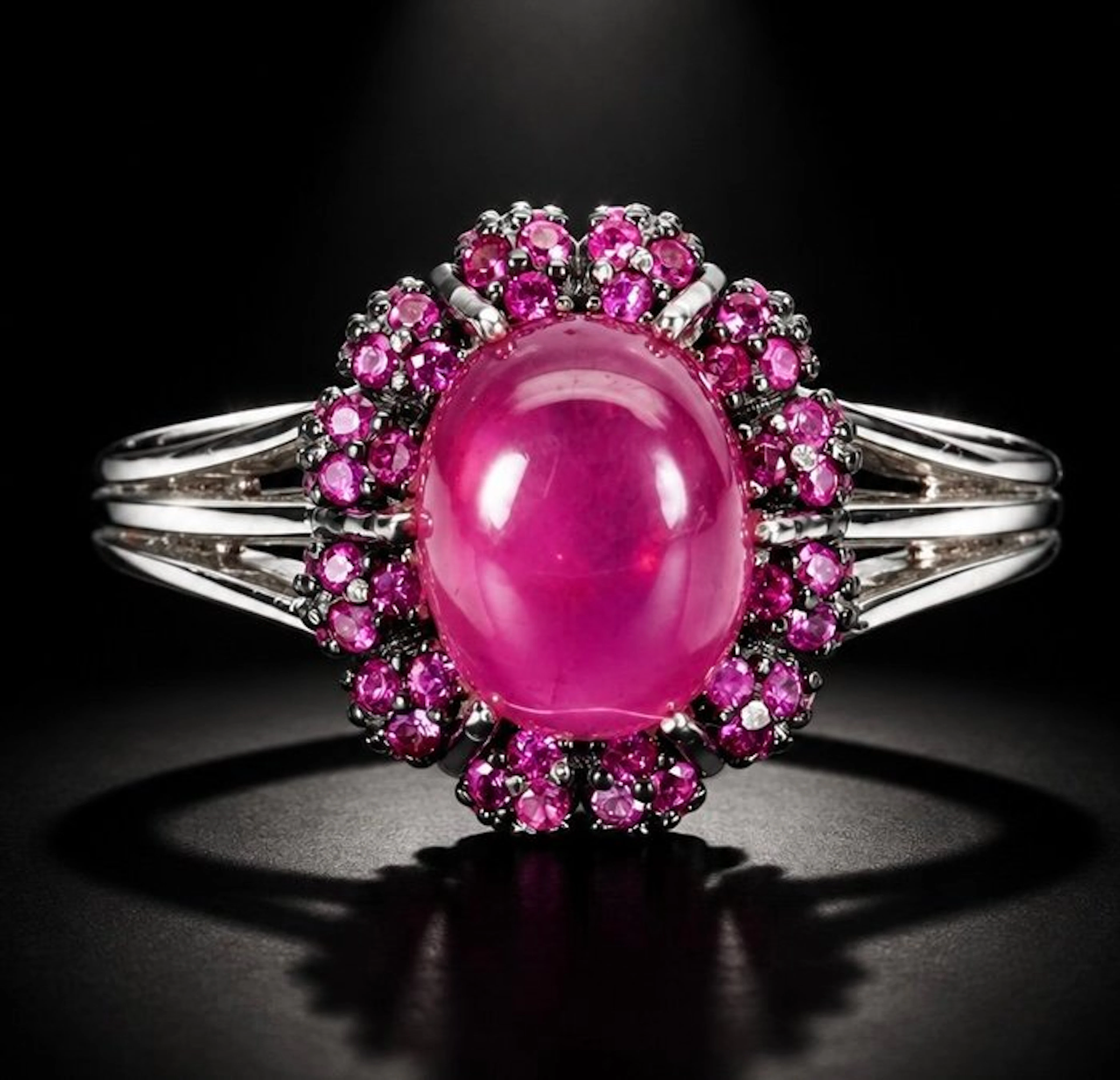 No reserve price - Ring 925 silver white-gold plated - Ruby