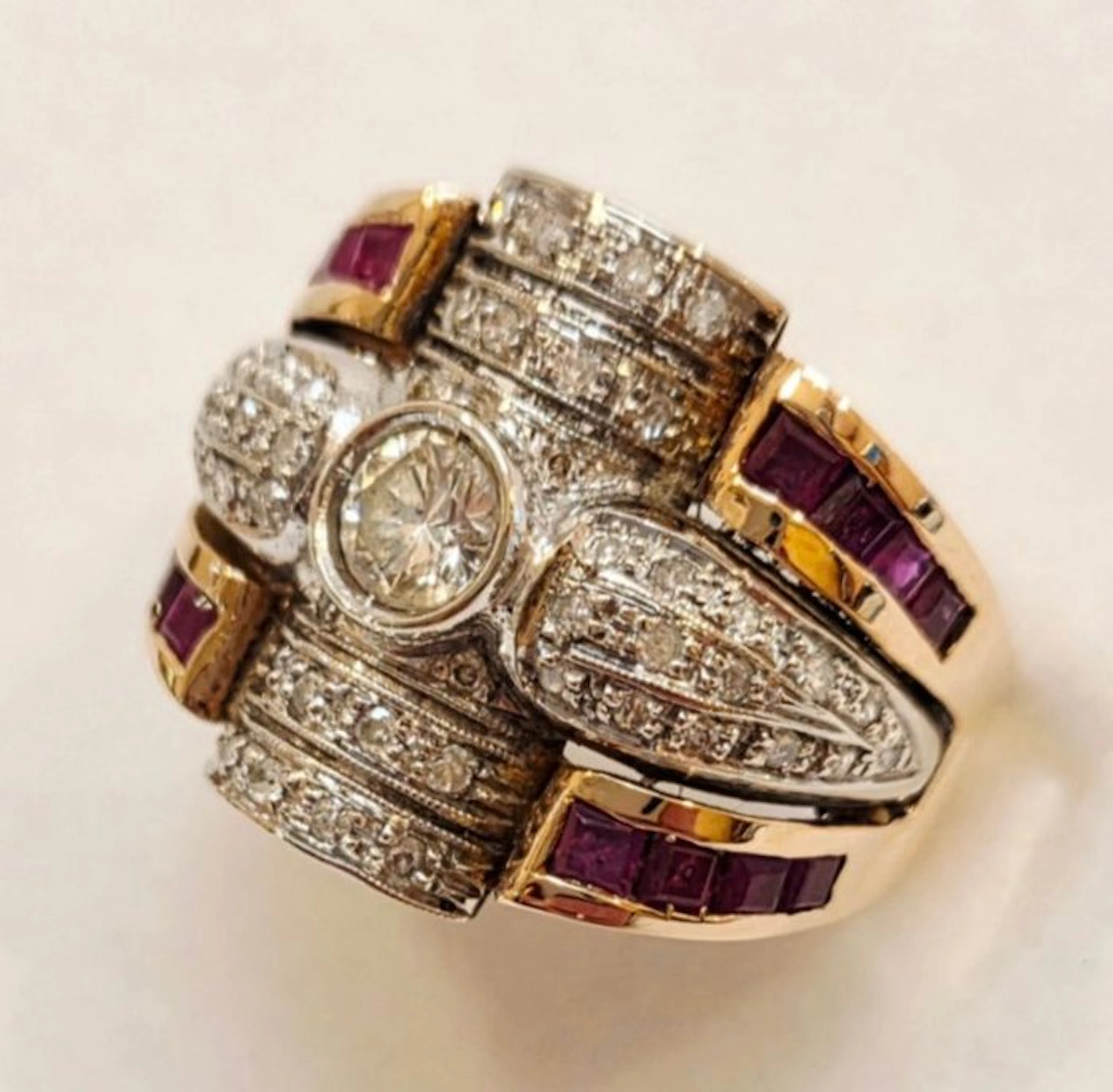 Ring - 18 kt. Rose gold, White gold - Perfect 1950s Italy