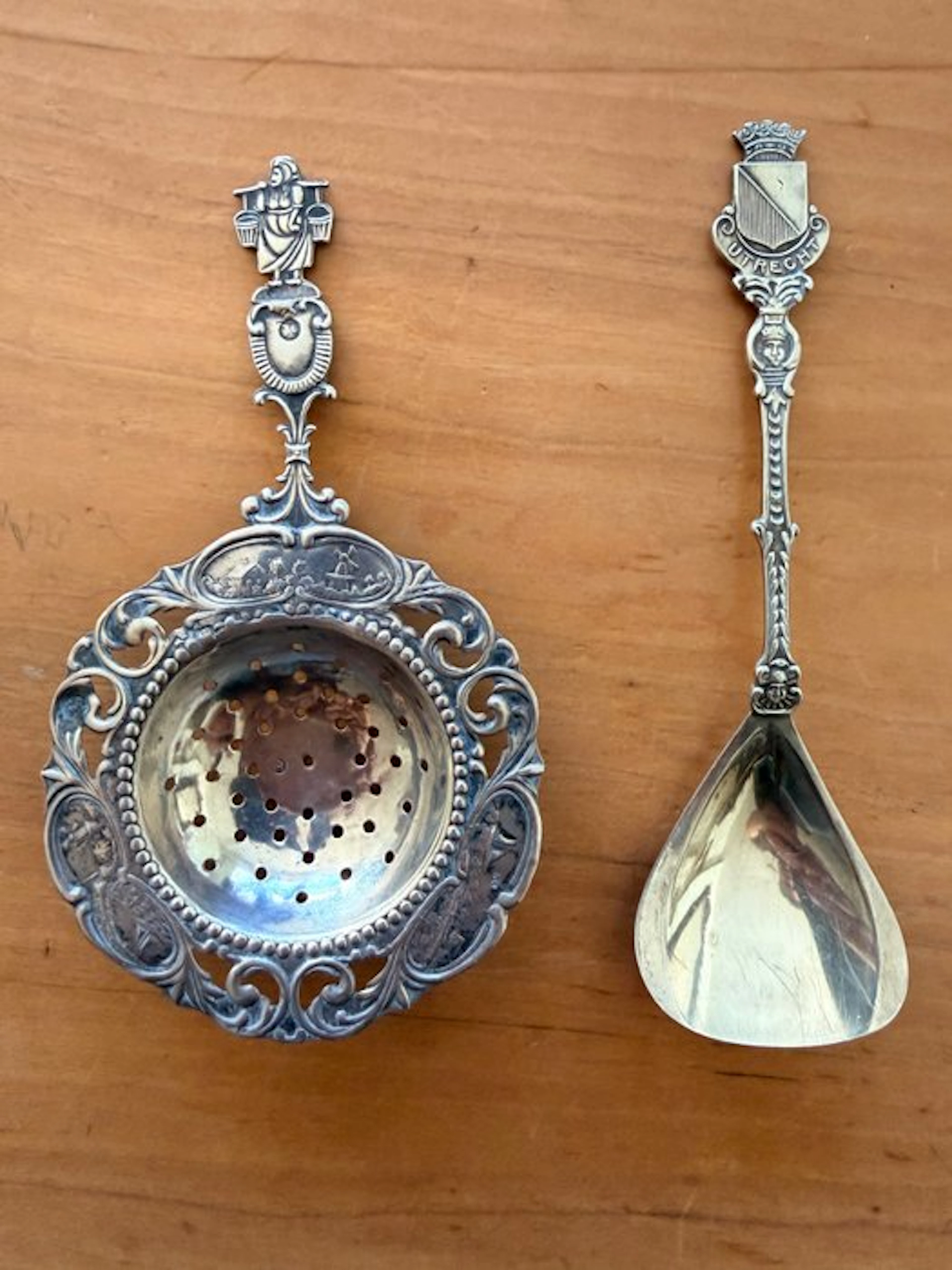 Herman Hooijkaas - Cutlery set (2) - Tea Strainer & Teaspoon - .800 silver