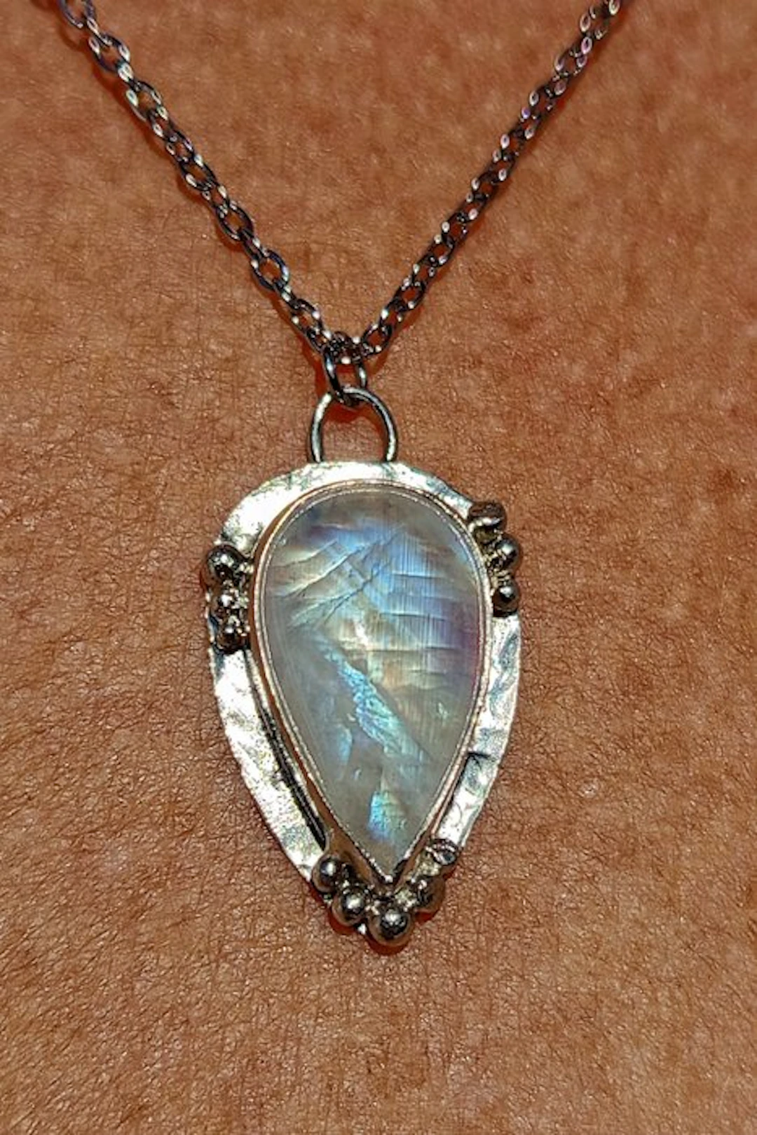 Handmade jewelry 'Ophelia' in 925 silver with white labradorite