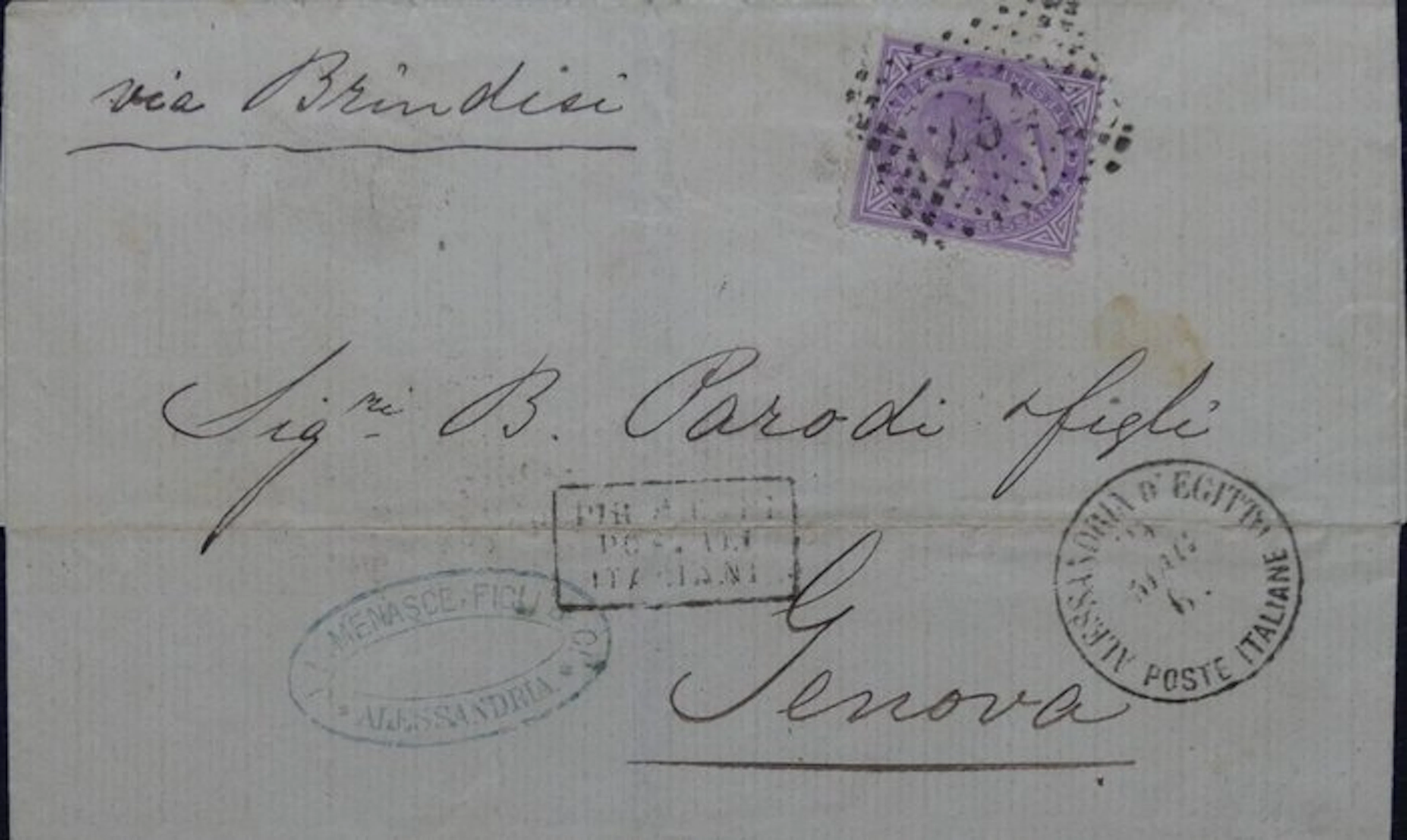 Italy Kingdom 1867 - Letter with no text Alexandria