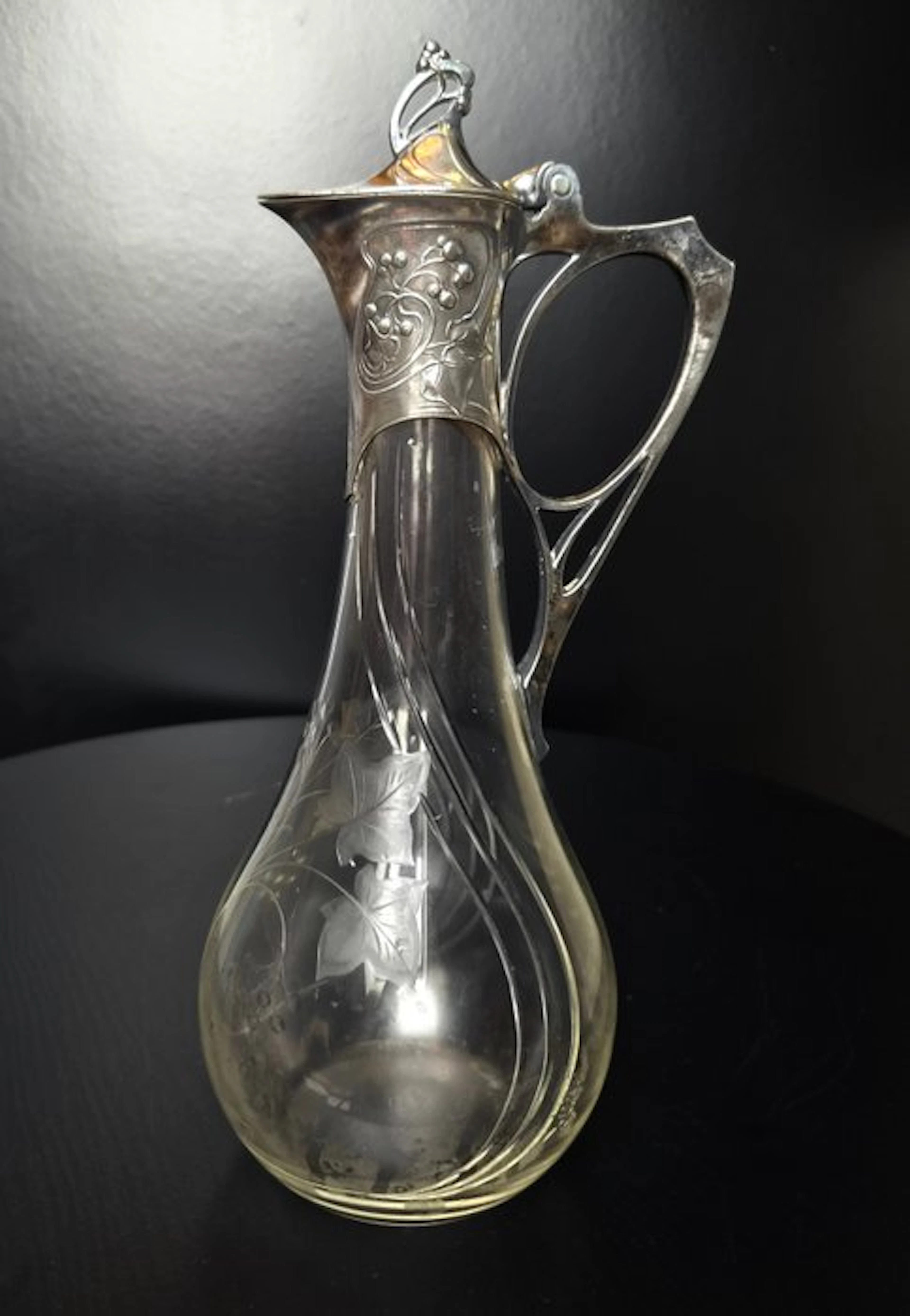 WMF / Geislingen - Jug - Antique Art Nouveau Claret Jug – Etched Glass