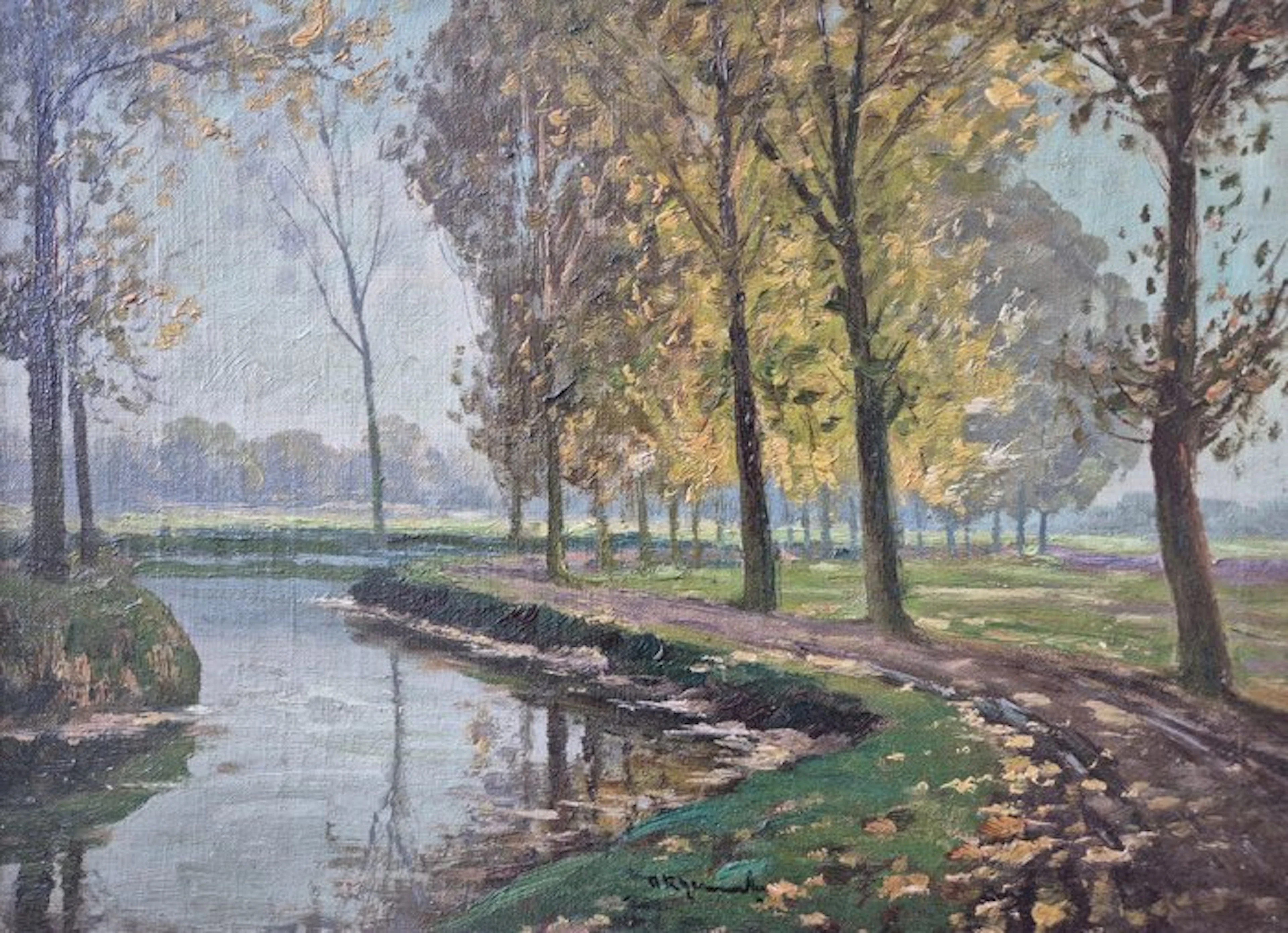 Adolf Rheinert (1880–1958) - Herbstlandschaft mit Fluss und Bäumen