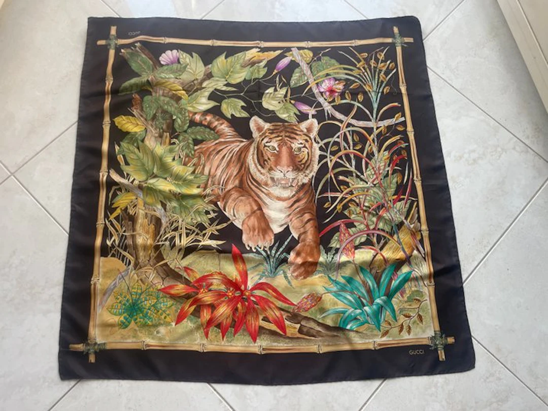 Gucci - Bambù - Jungle - Tiger - Vintage scarf - Foulard