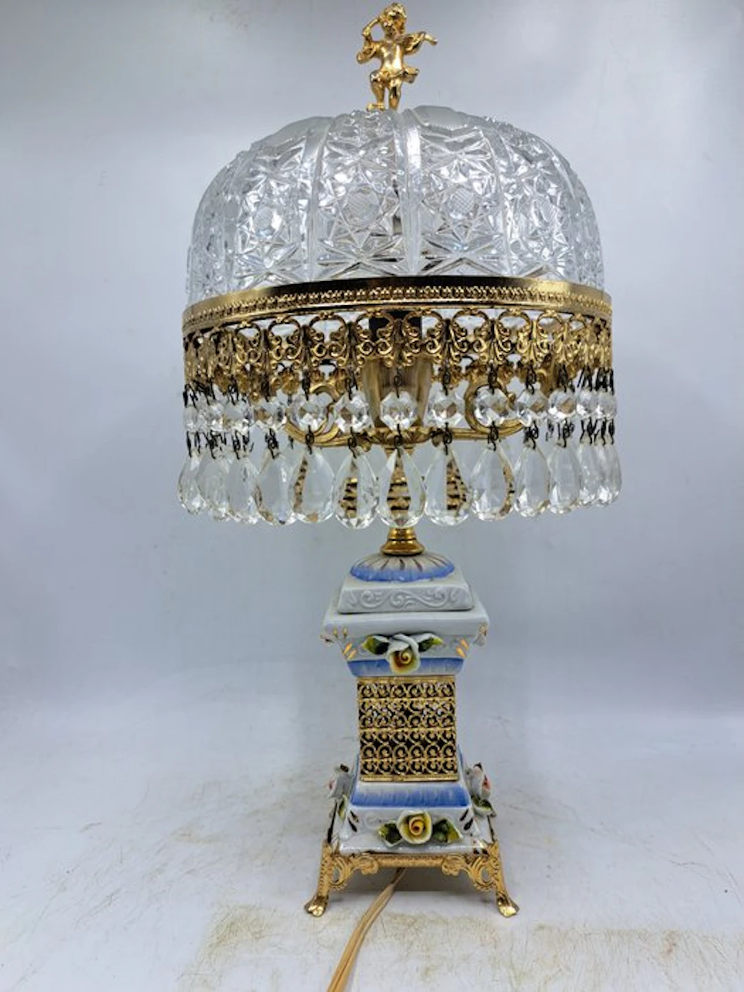 Lamp - Regency/Rococo - Porcelain, Crystal - Table lamp